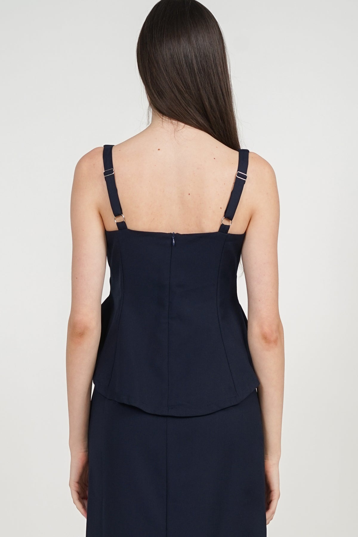 Peplum Top with Straight Cut Skirt Set in Midnight