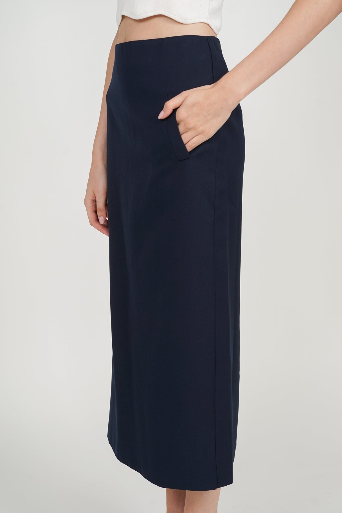 Peplum Top with Straight Cut Skirt Set in Midnight