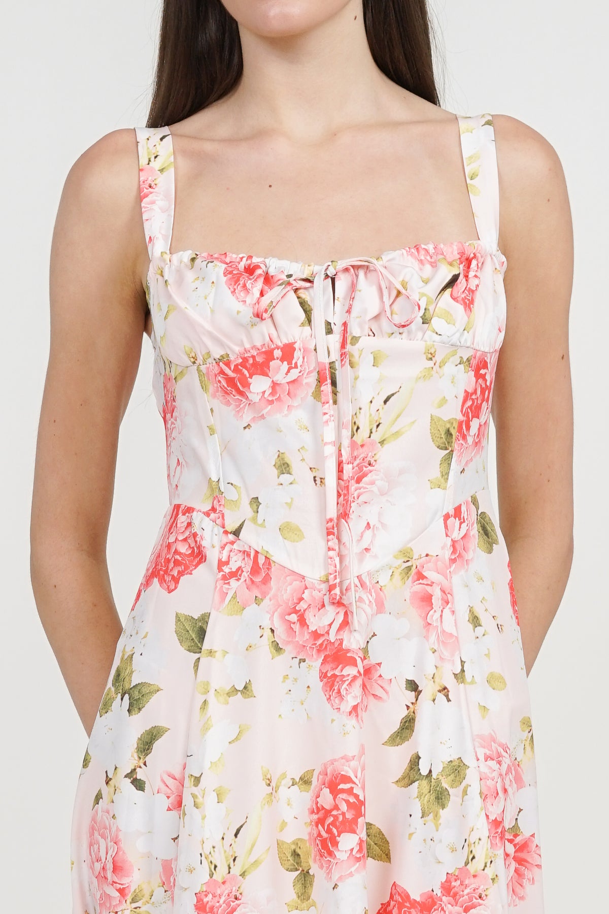 Bustier Side Slit Dress in Pink Peony