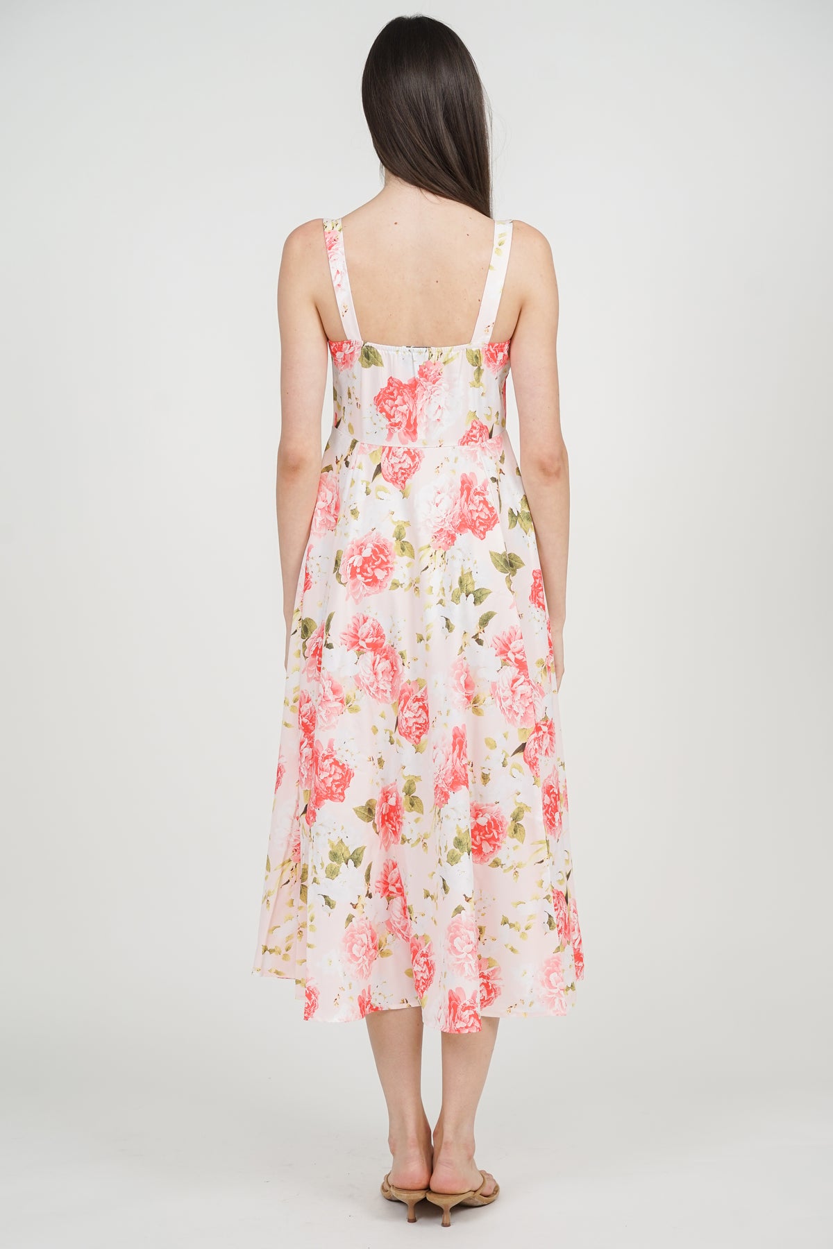 Bustier Side Slit Dress in Pink Peony