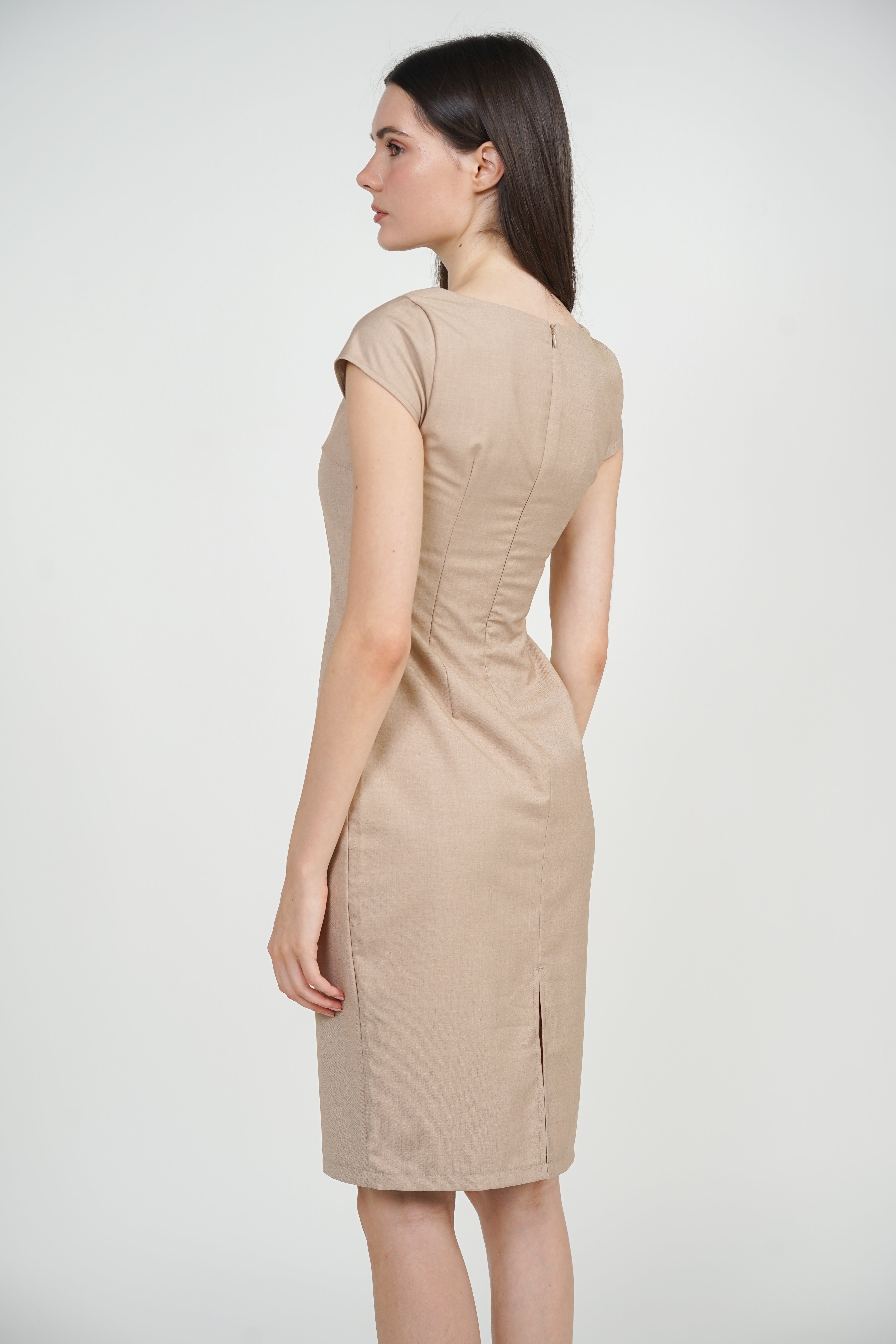 Cap Sleeve Midi Dress in Apricot