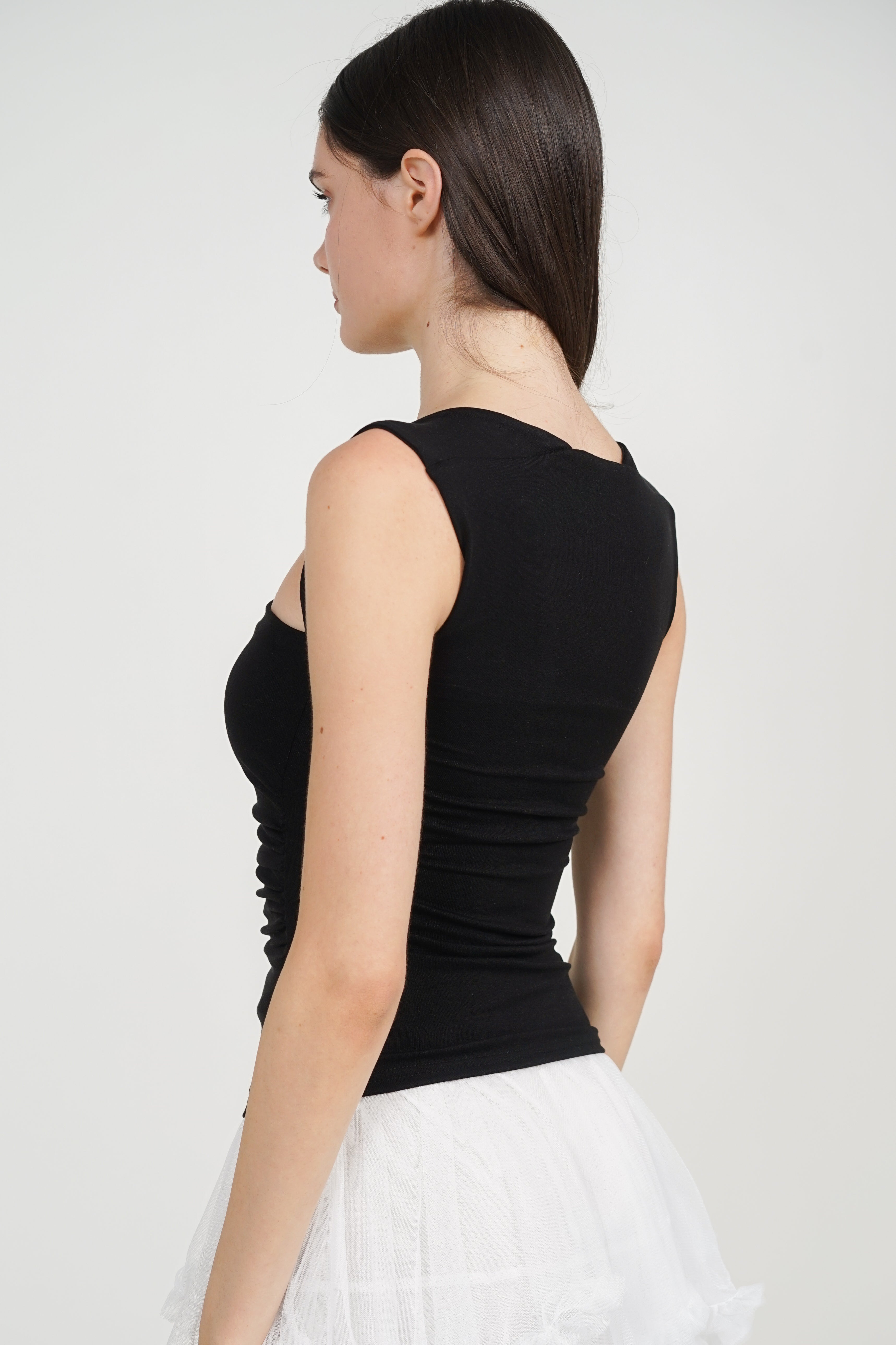 Square Neck Tank Top in Black