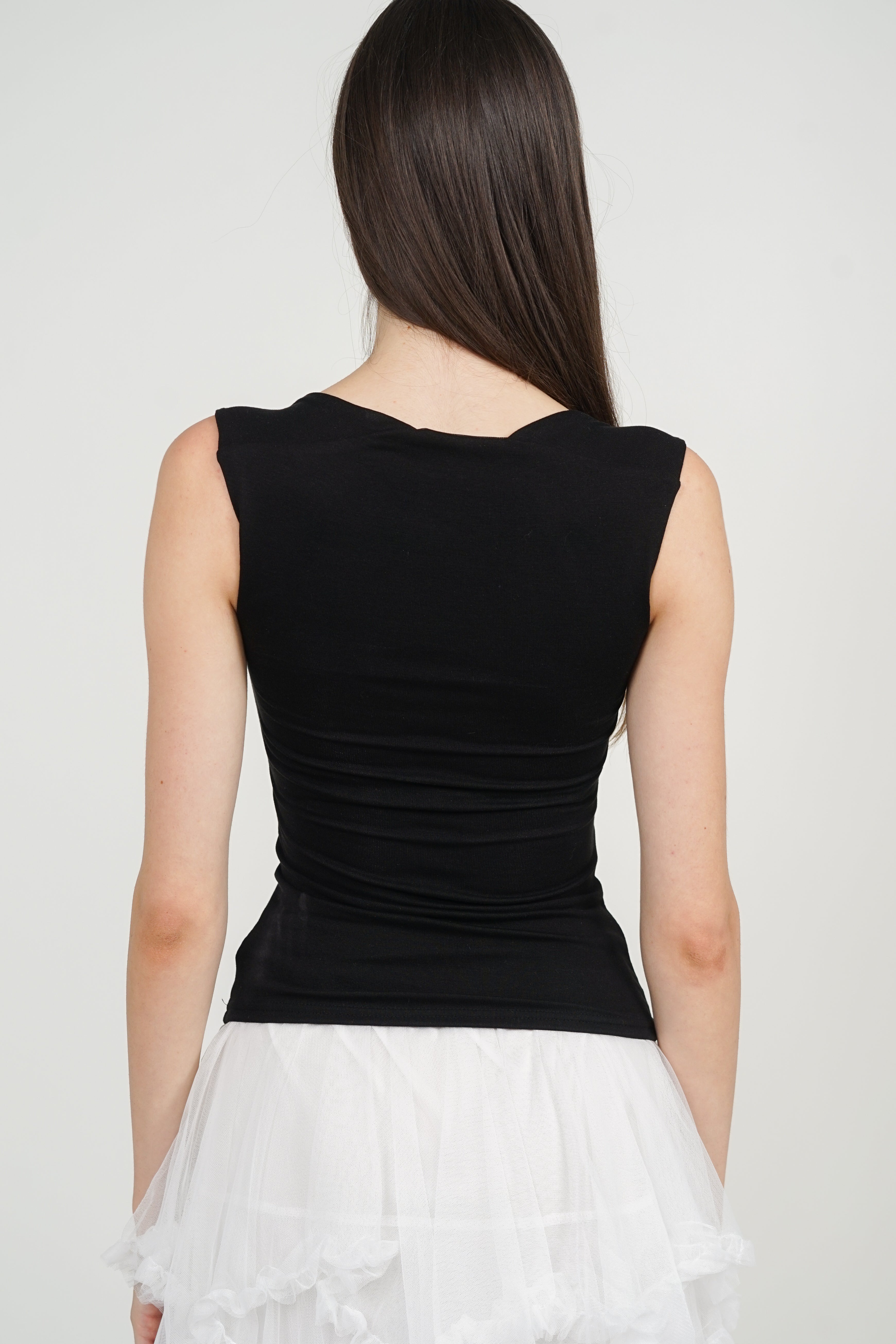Square Neck Tank Top in Black