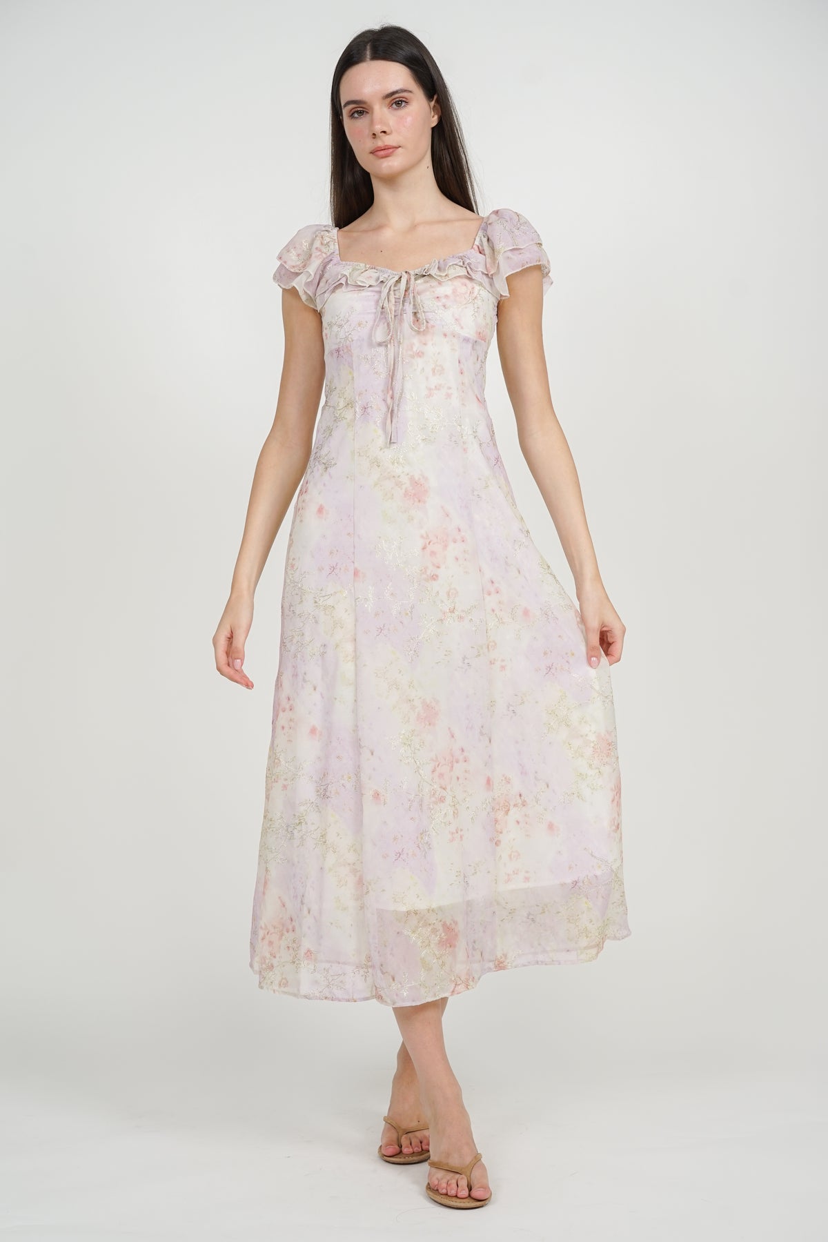 Two-way Ruffle Dress in Lilac Floral