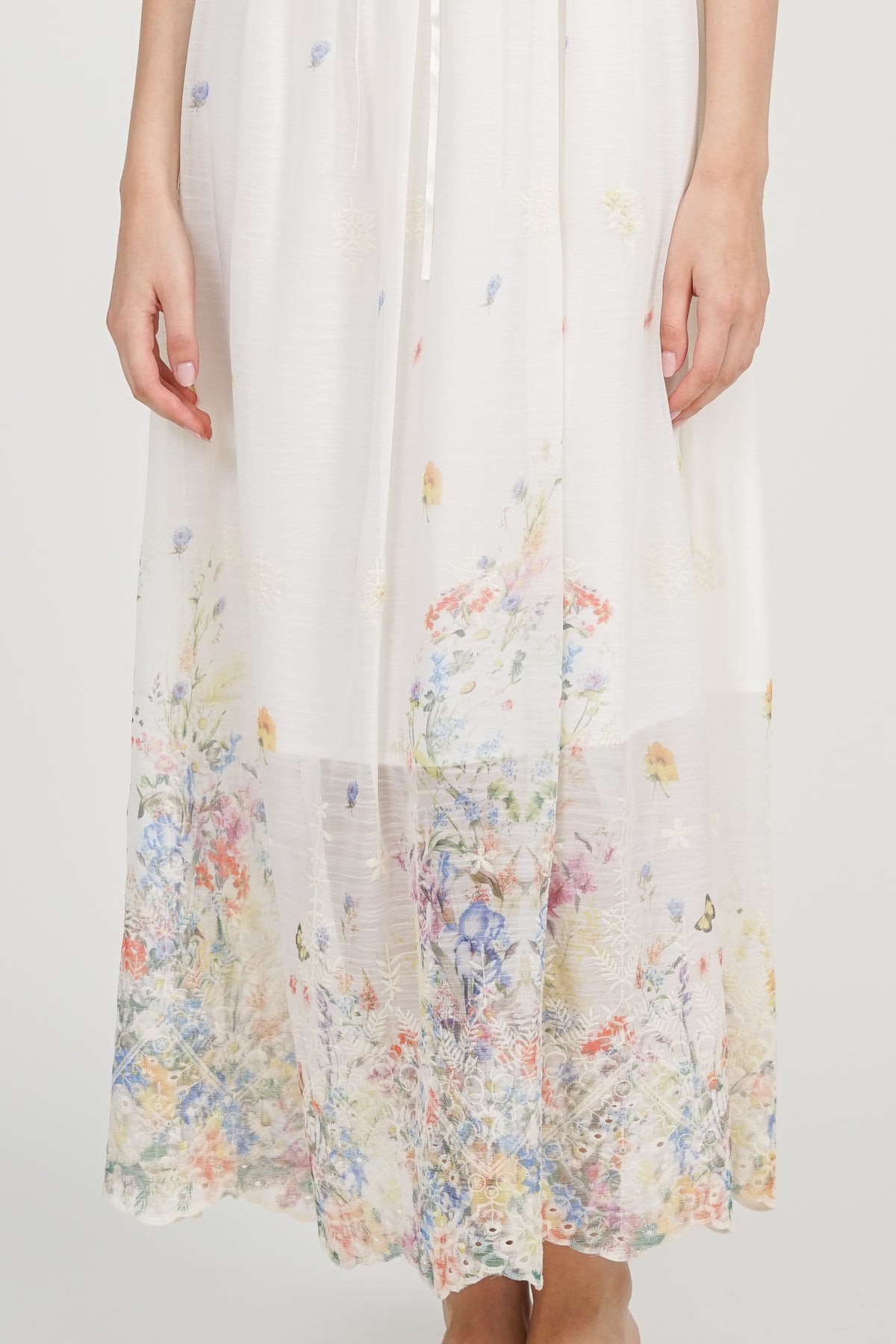 Ruched Bust Cami Dress in White Floral