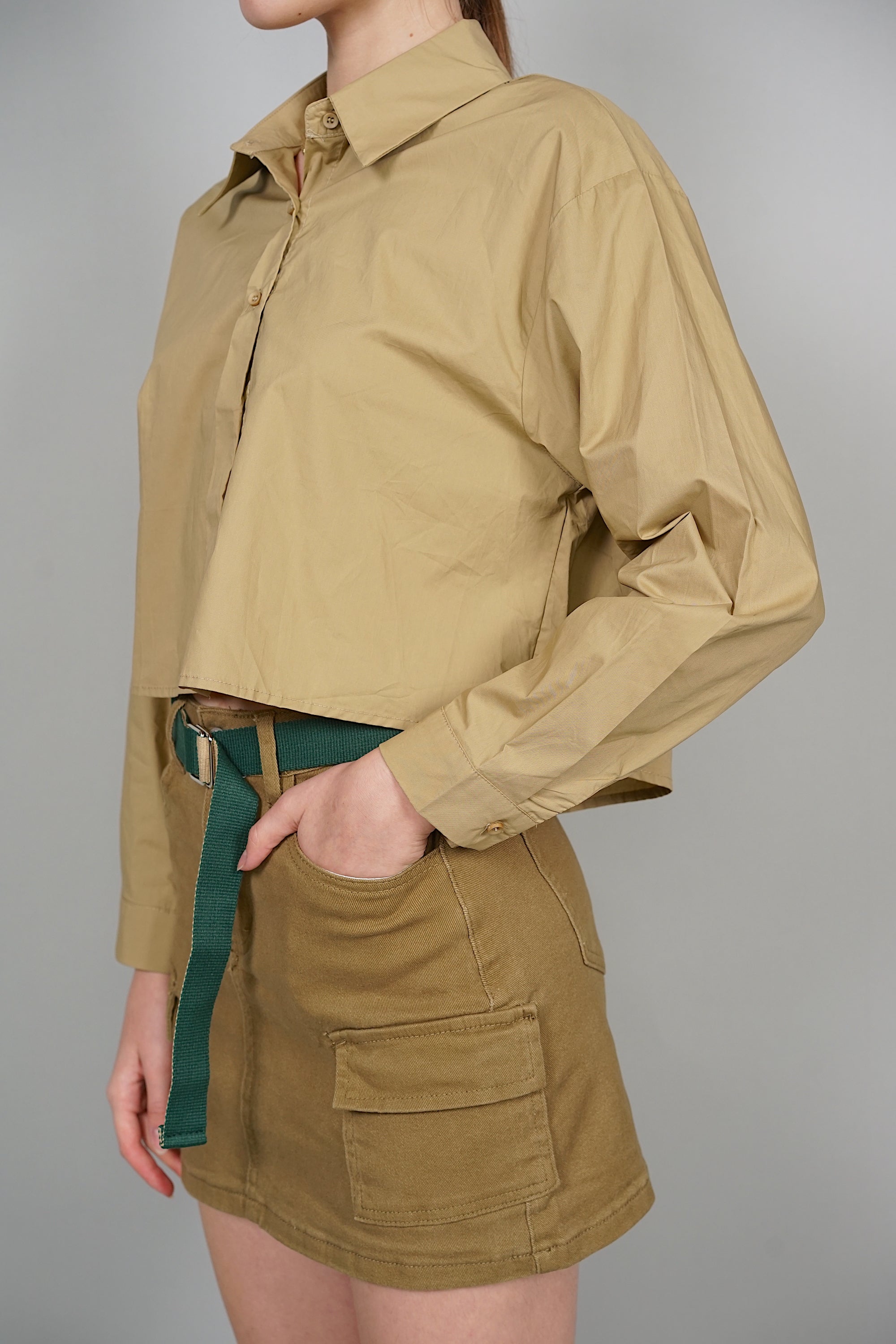 EVERYDAY / Lilette Belted Skorts in Khaki Green