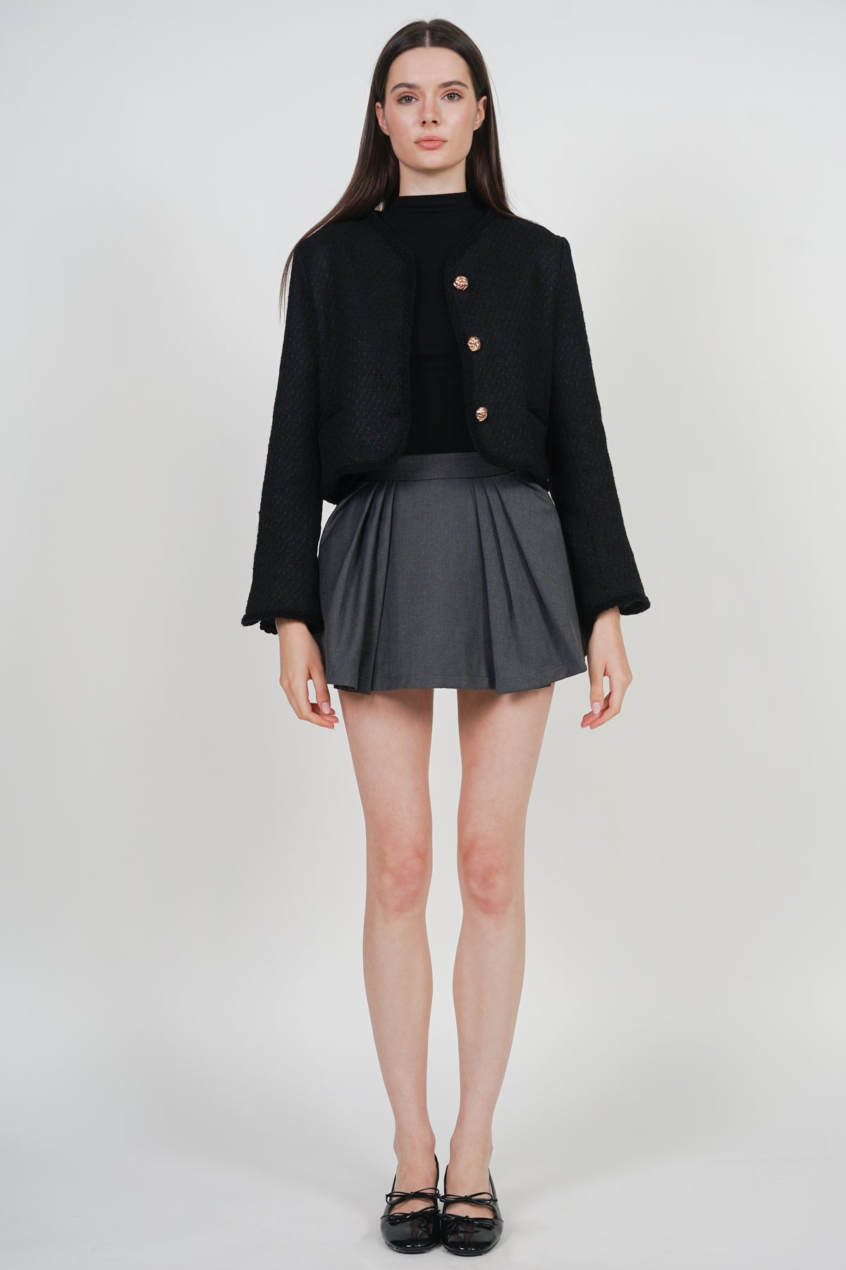 Boucle Tweed Jacket in Black
