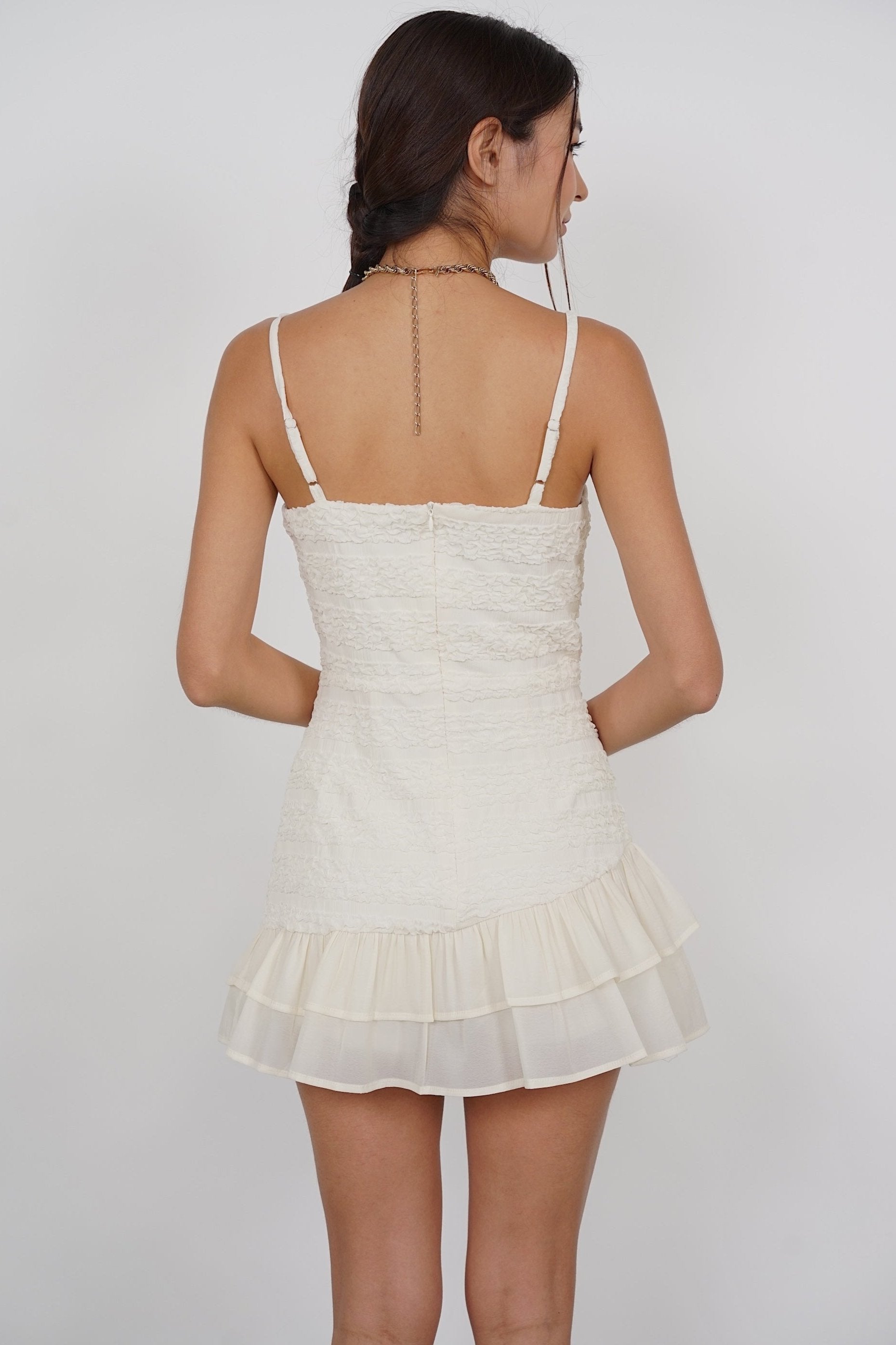 Ruffled Romper in Ecru