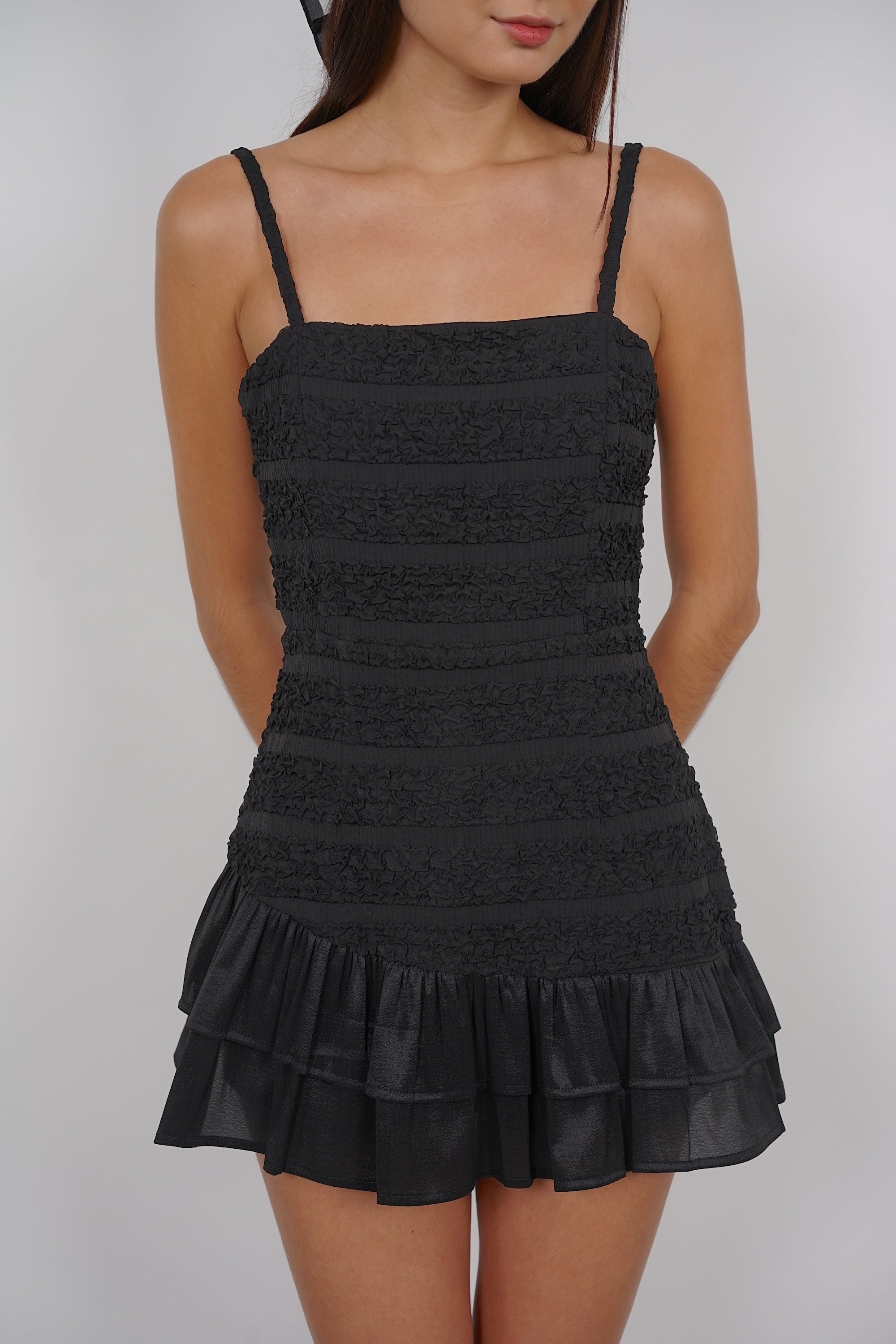 Ruffled Romper in Black