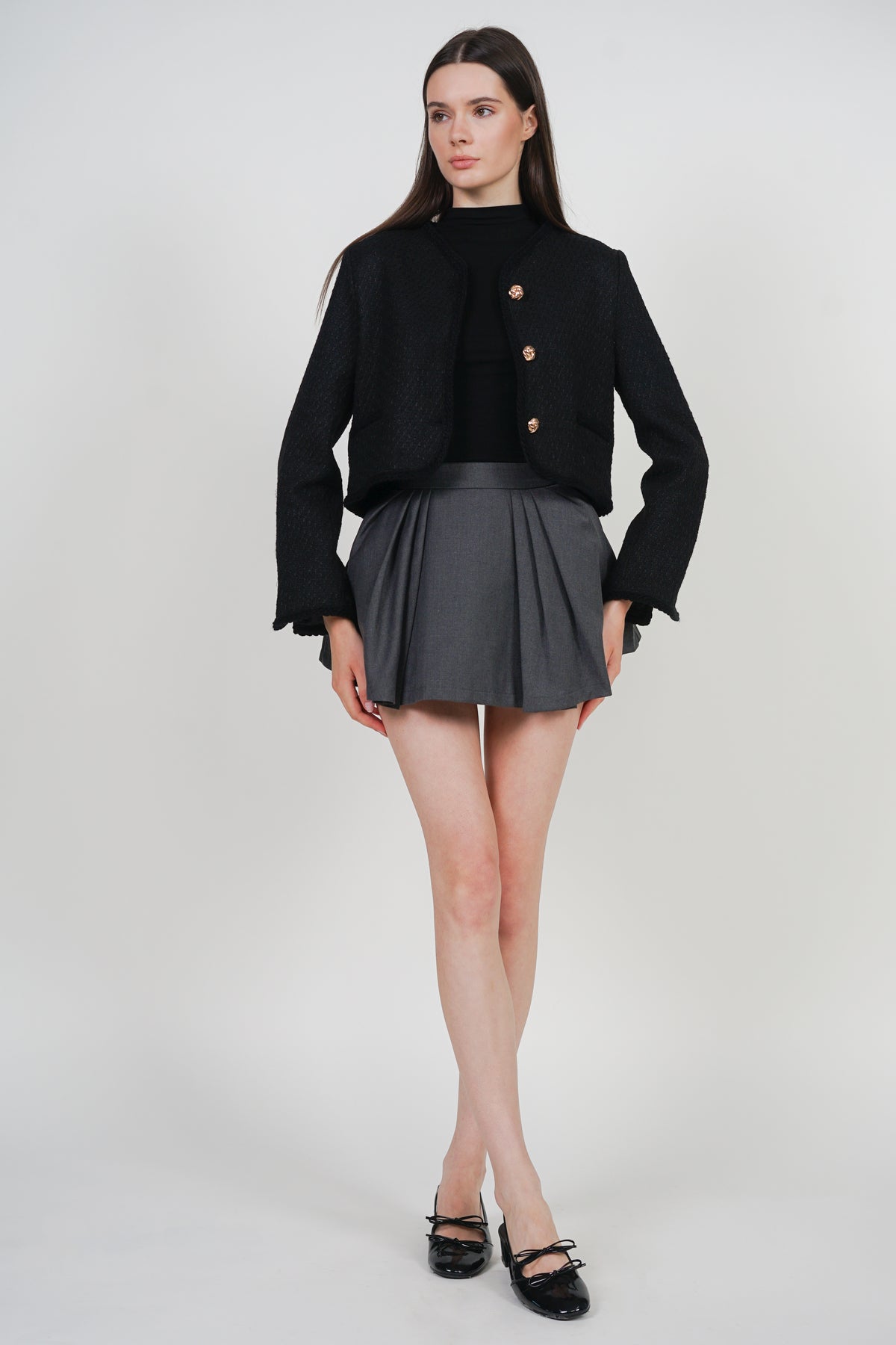 Boucle Tweed Jacket in Black