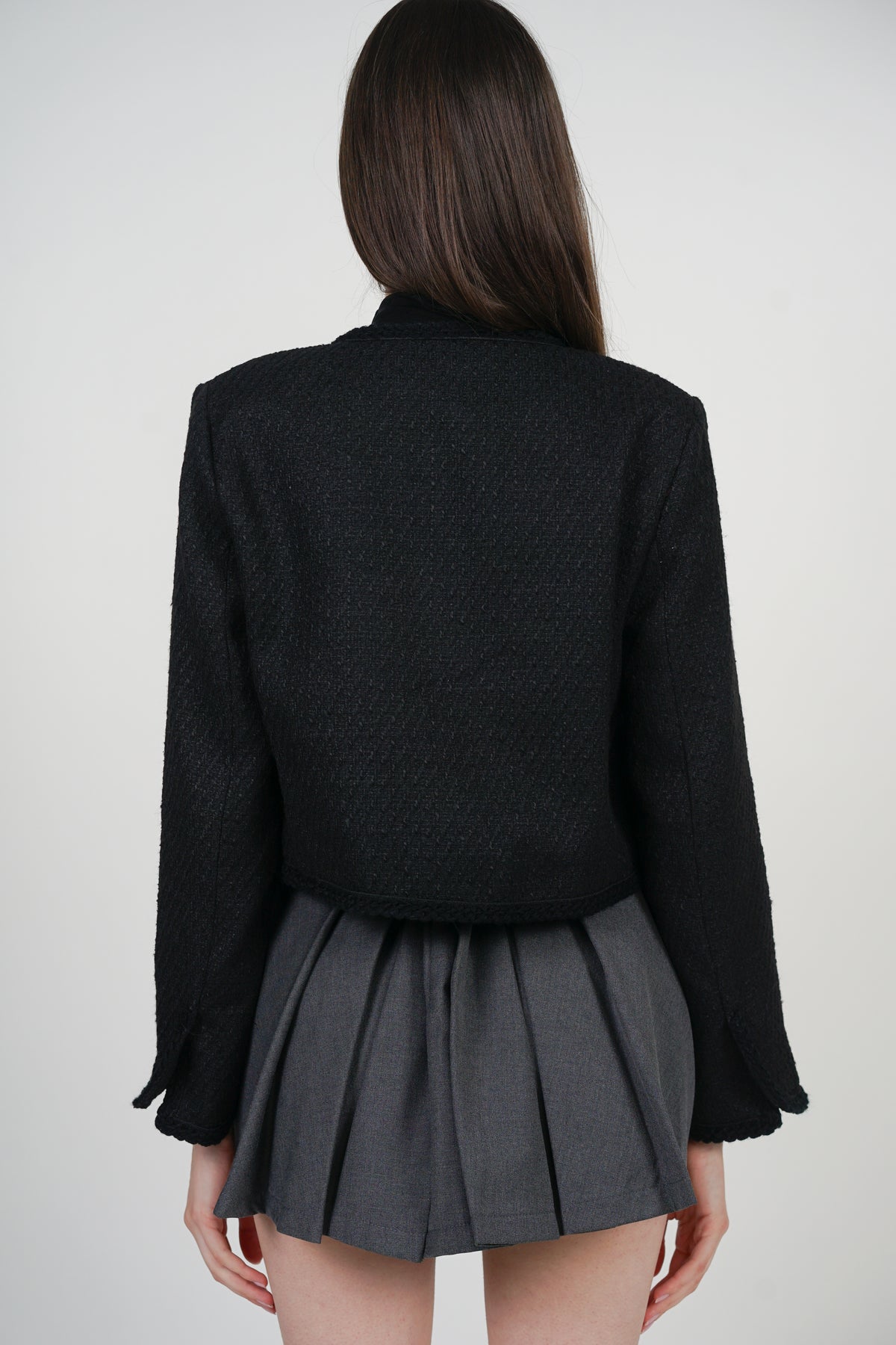 Boucle Tweed Jacket in Black