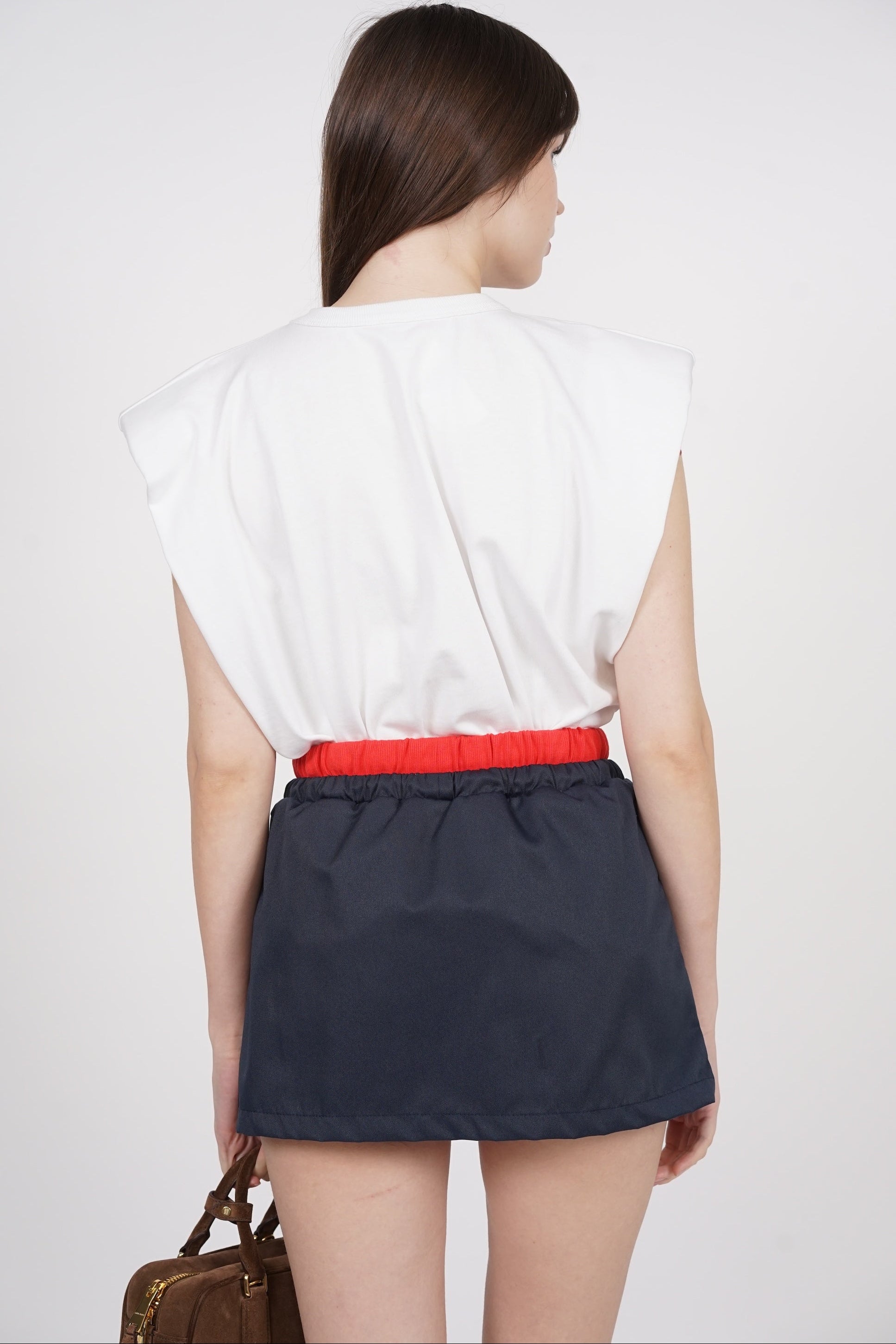 Contrast Pleated Skorts in Red Midnight