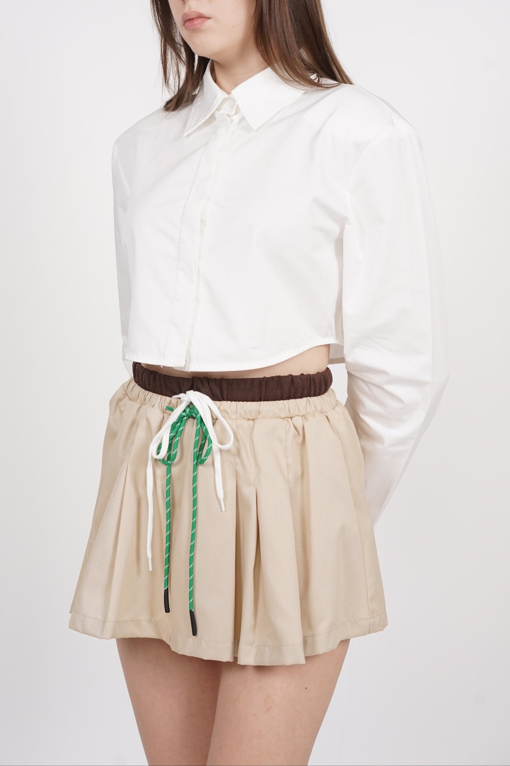 Cropped Collar Shirt in White