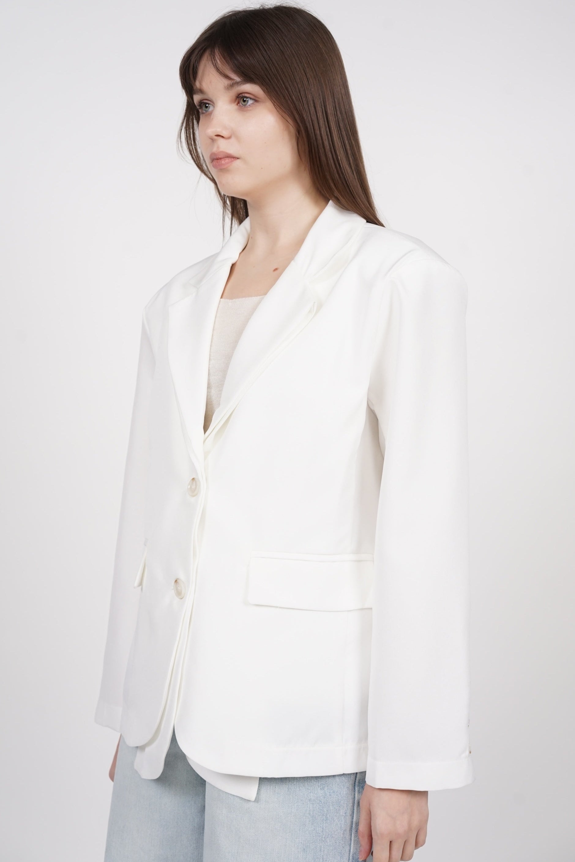 Dual Lapel Blazer in White