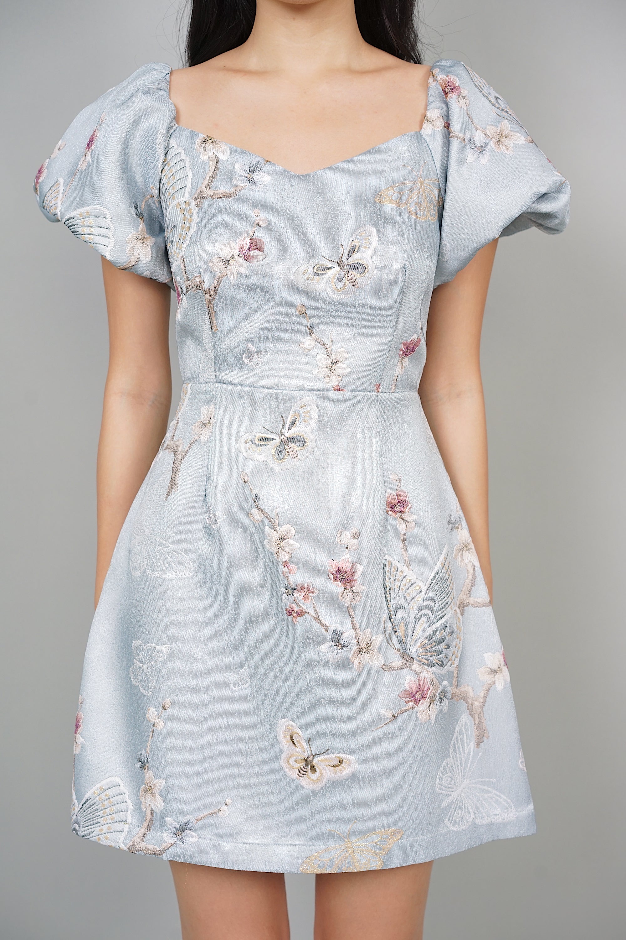 Leonara Jacquard Dress in Blue