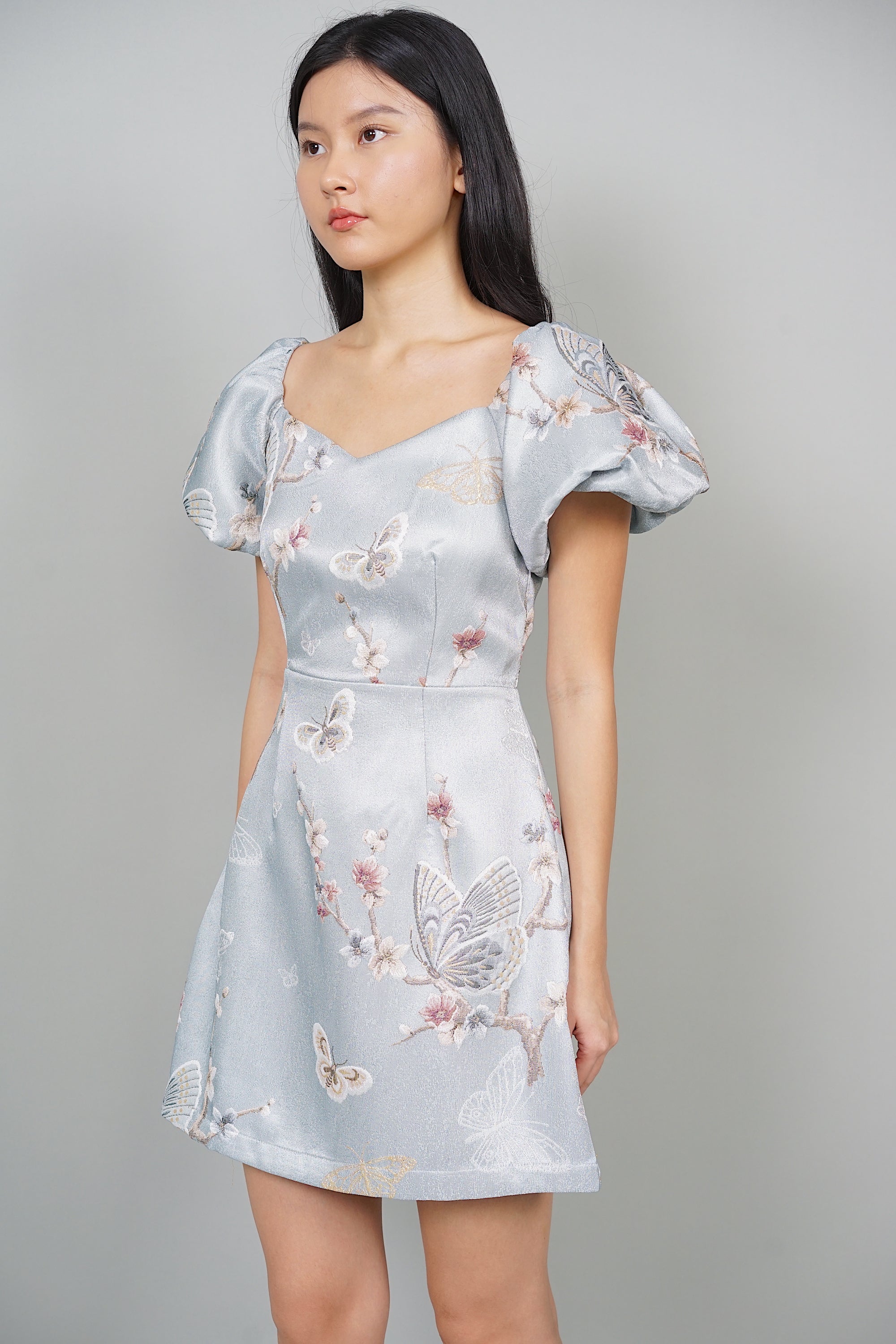 Leonara Jacquard Dress in Blue