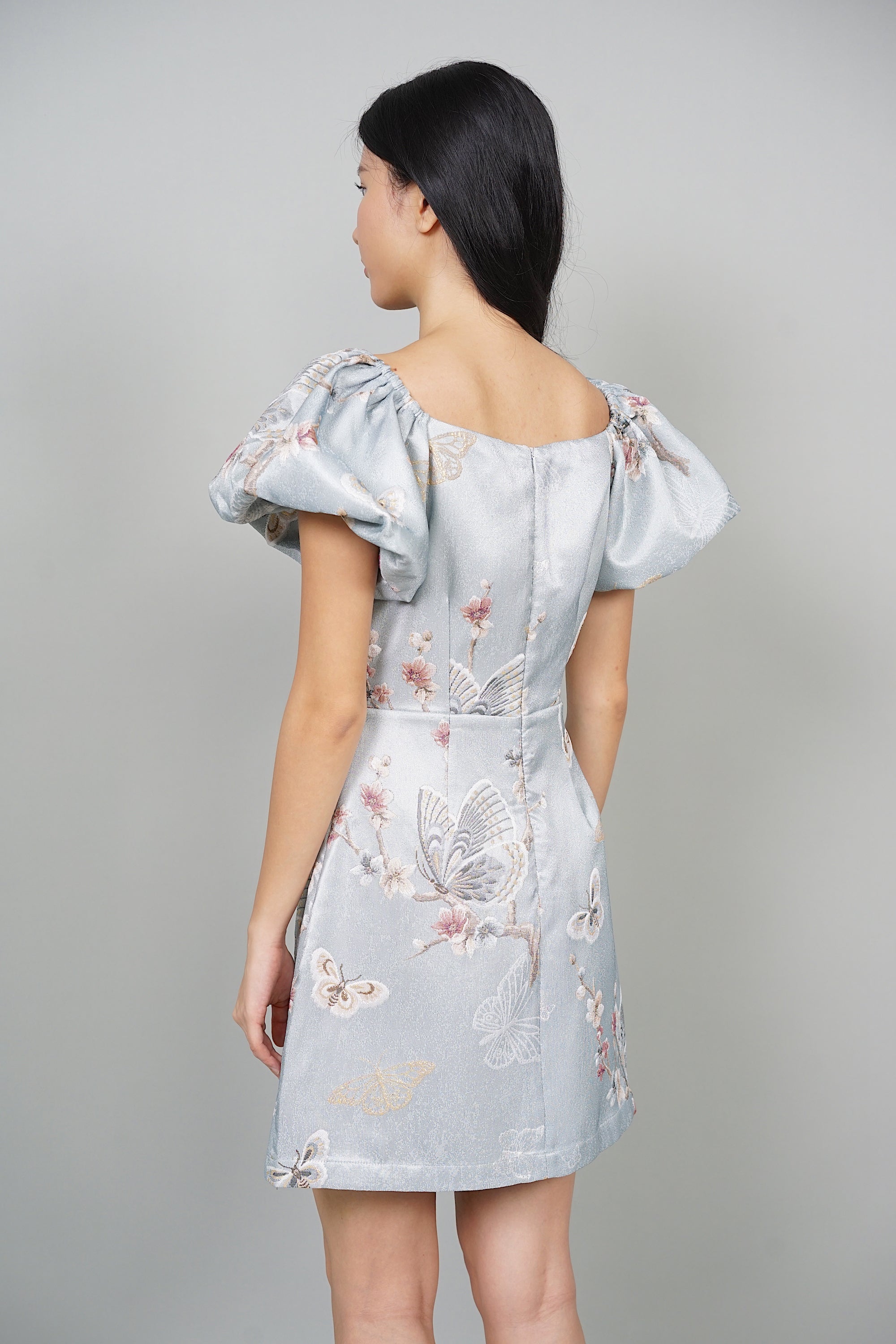 Leonara Jacquard Dress in Blue