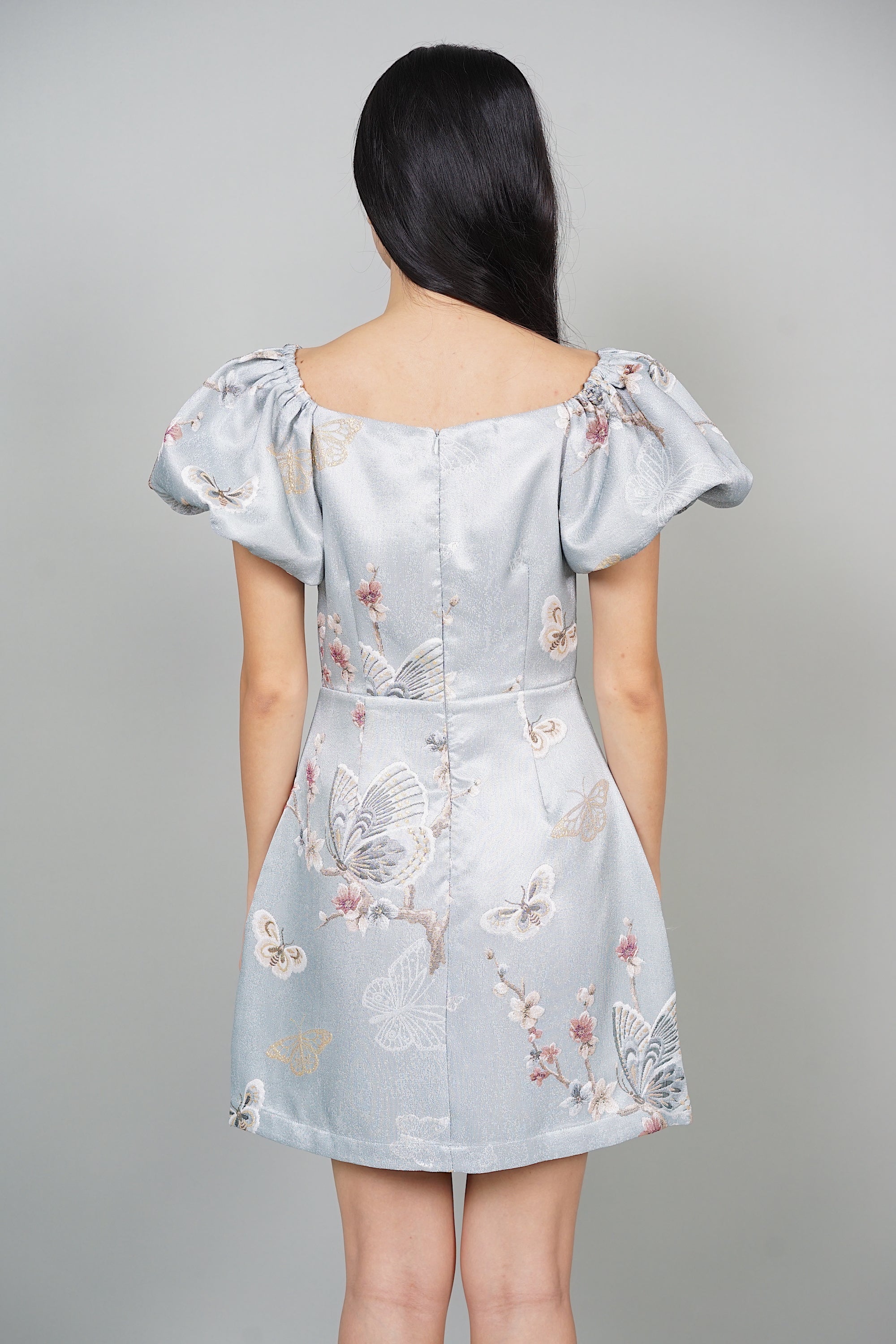 Leonara Jacquard Dress in Blue