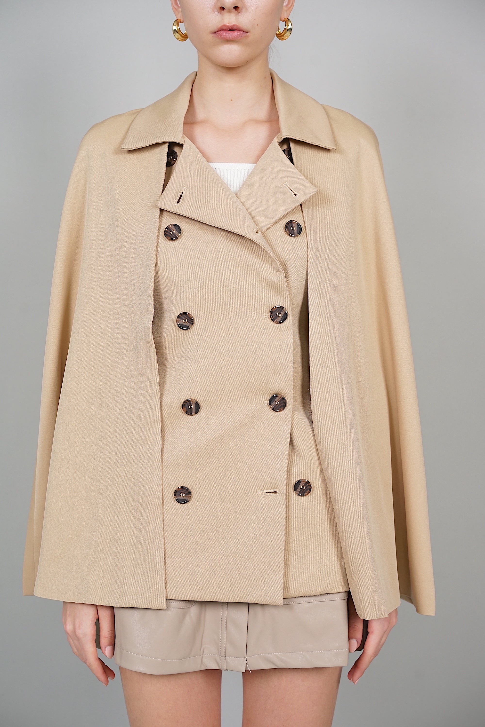 Bridget Two-Way Cape Vest in Khaki
