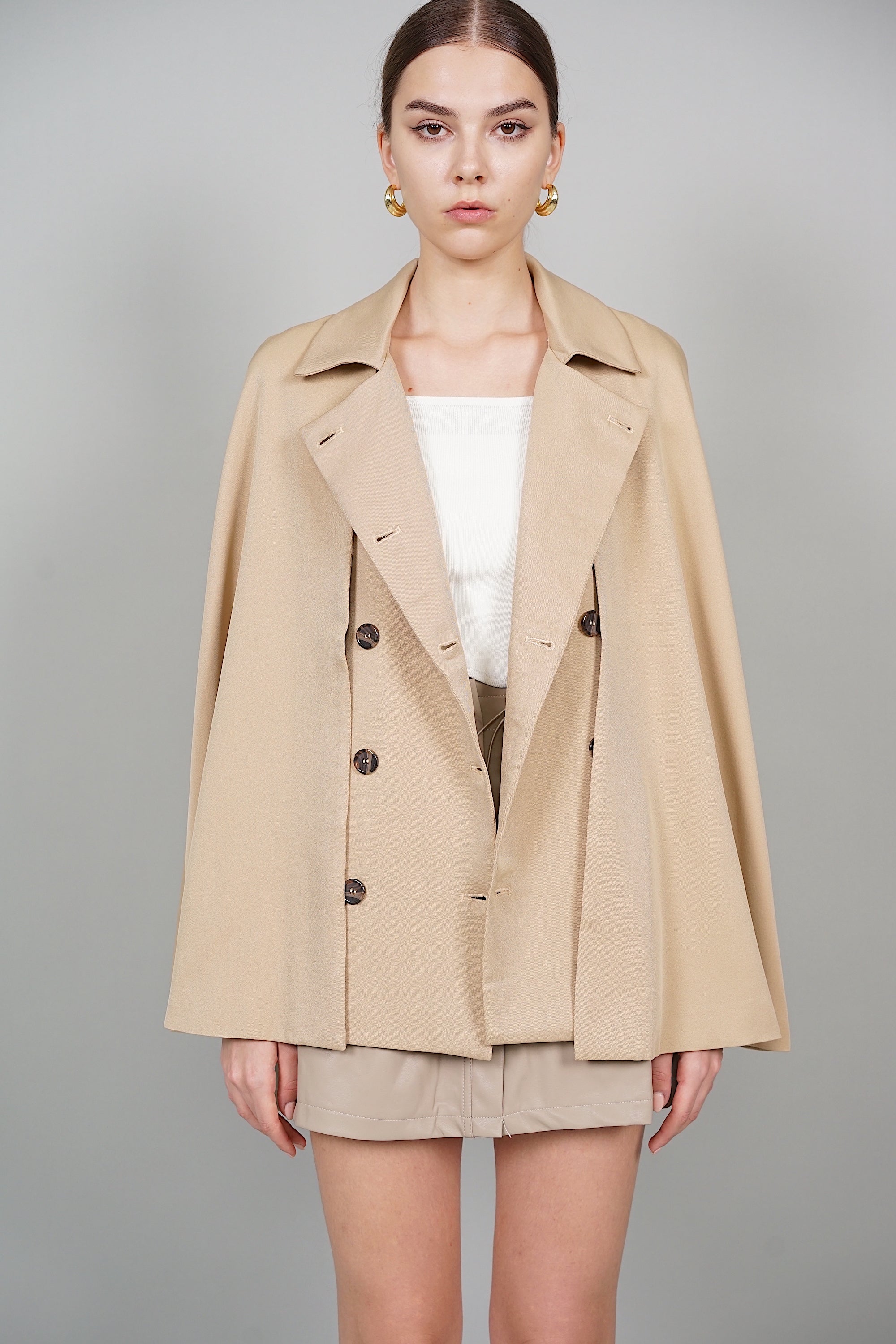 Bridget Two-Way Cape Vest in Khaki
