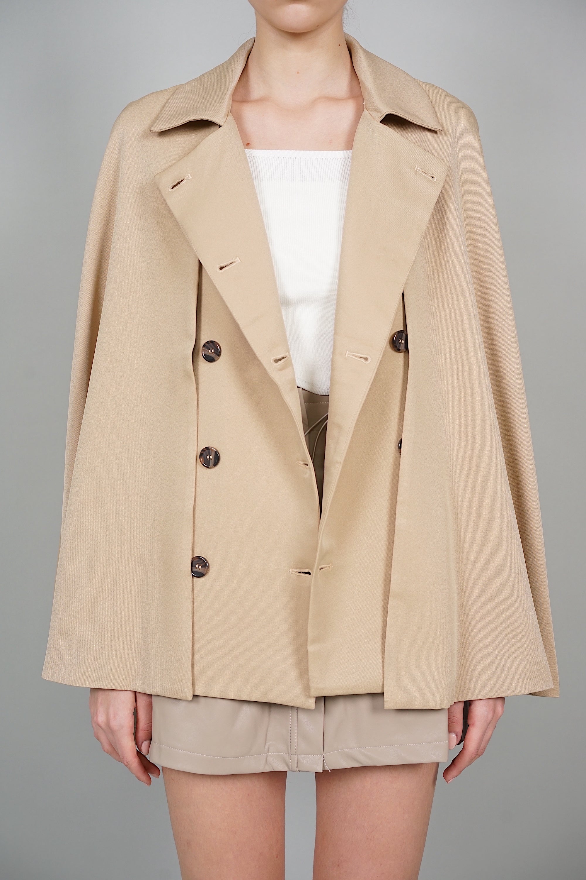 Bridget Two-Way Cape Vest in Khaki