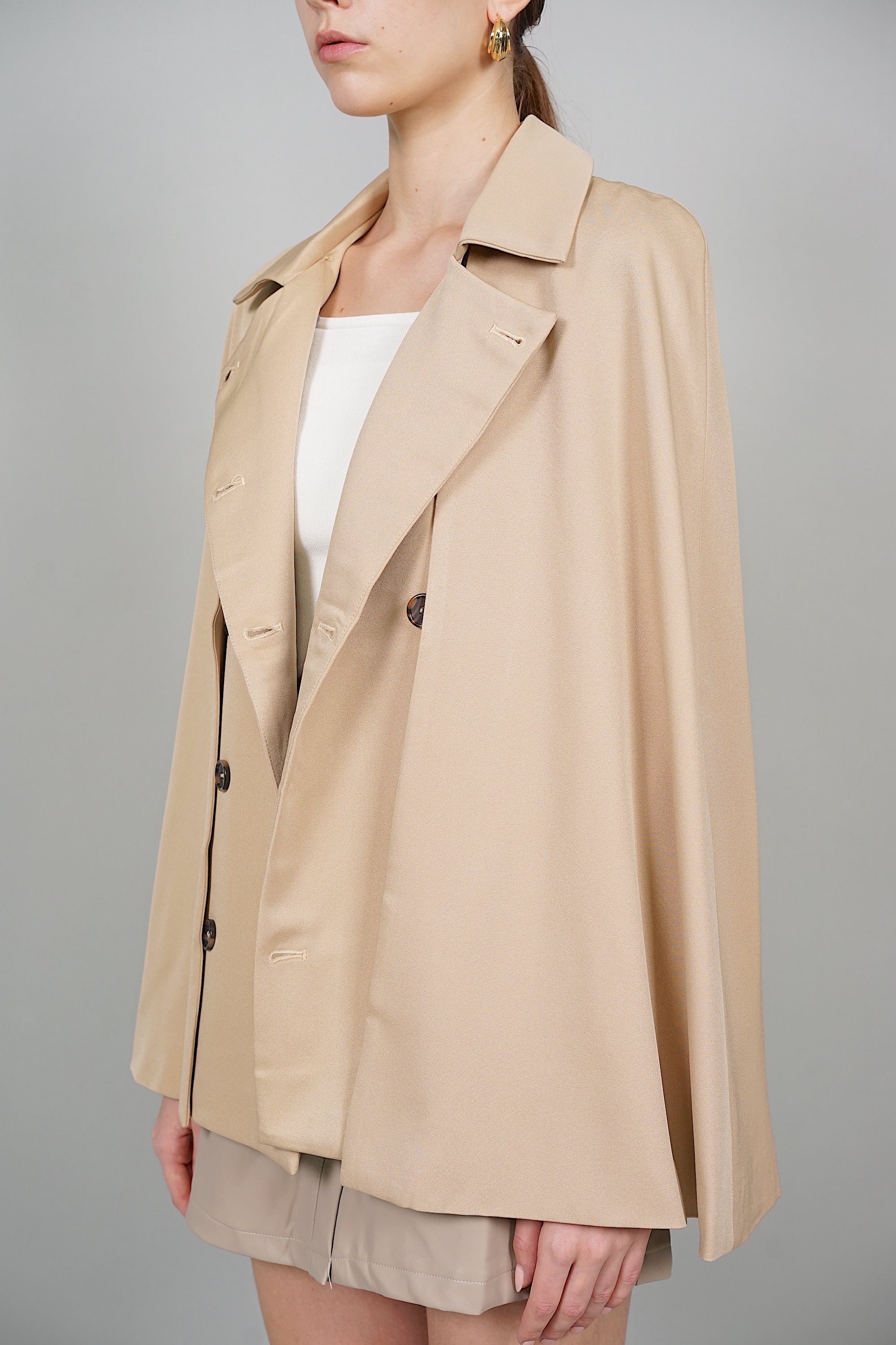 Bridget Two-Way Cape Vest in Khaki