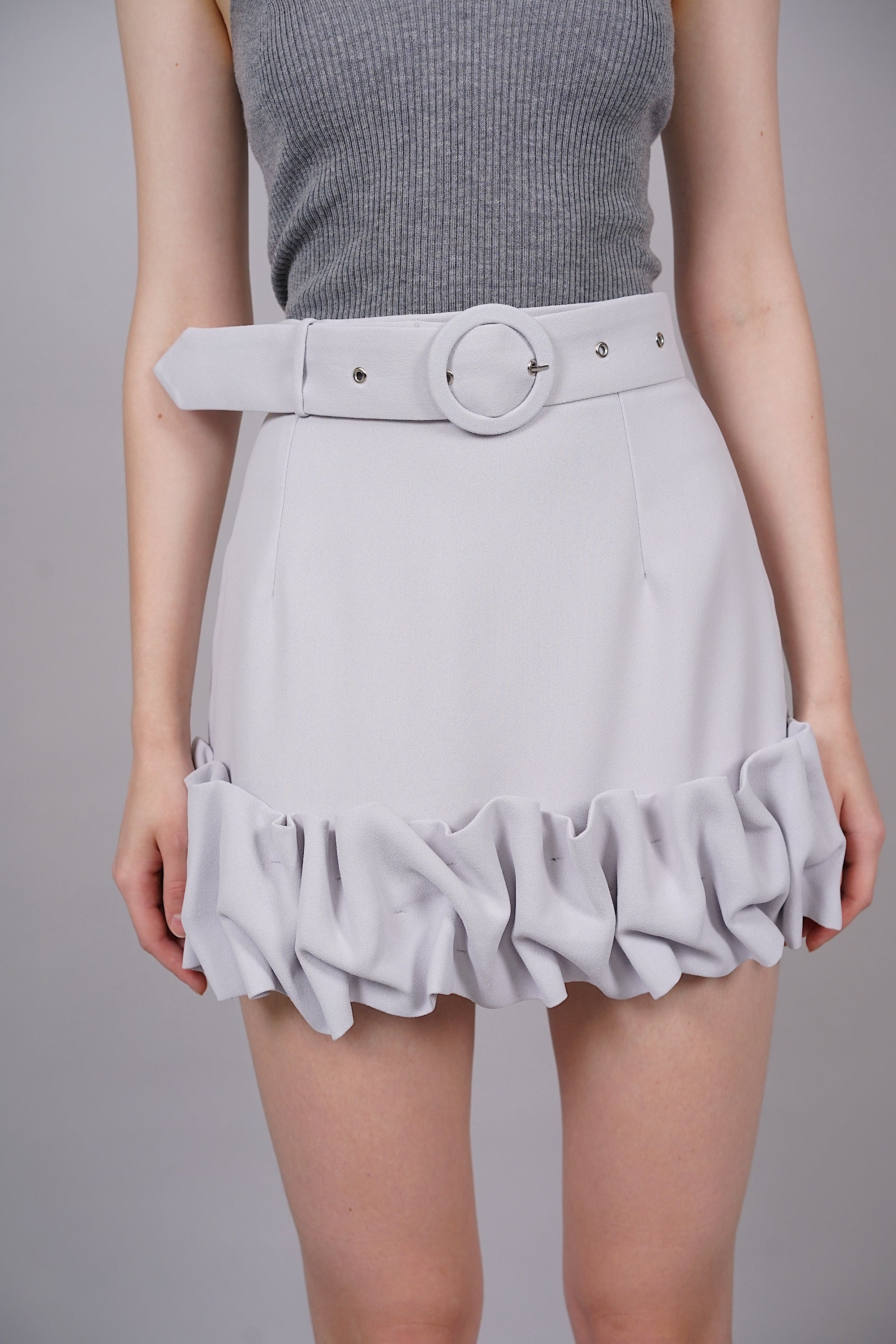 Jillian Ruffled Hem Skorts in Light Dusty Blue