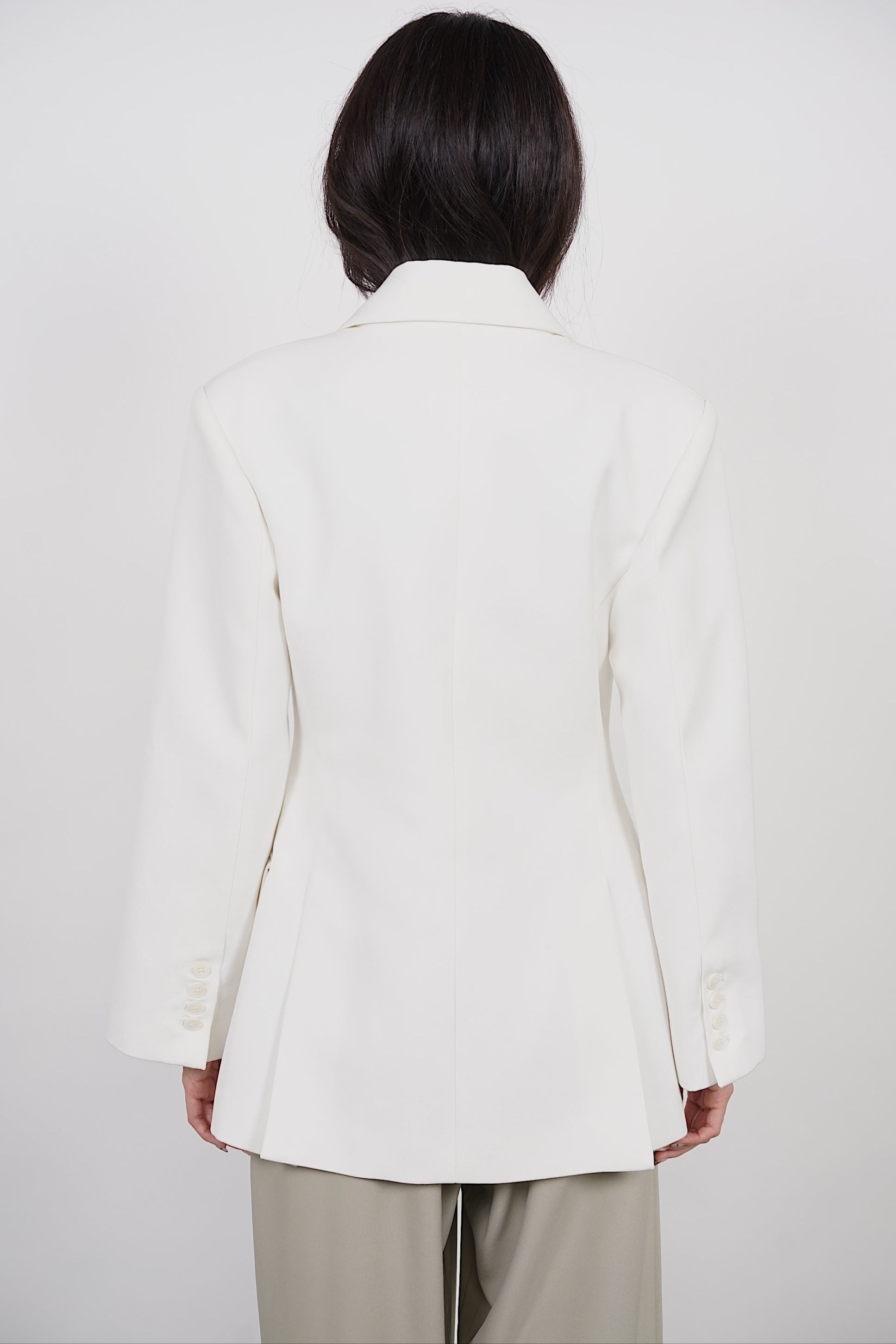 Oversized Peak Lapel Blazer in White