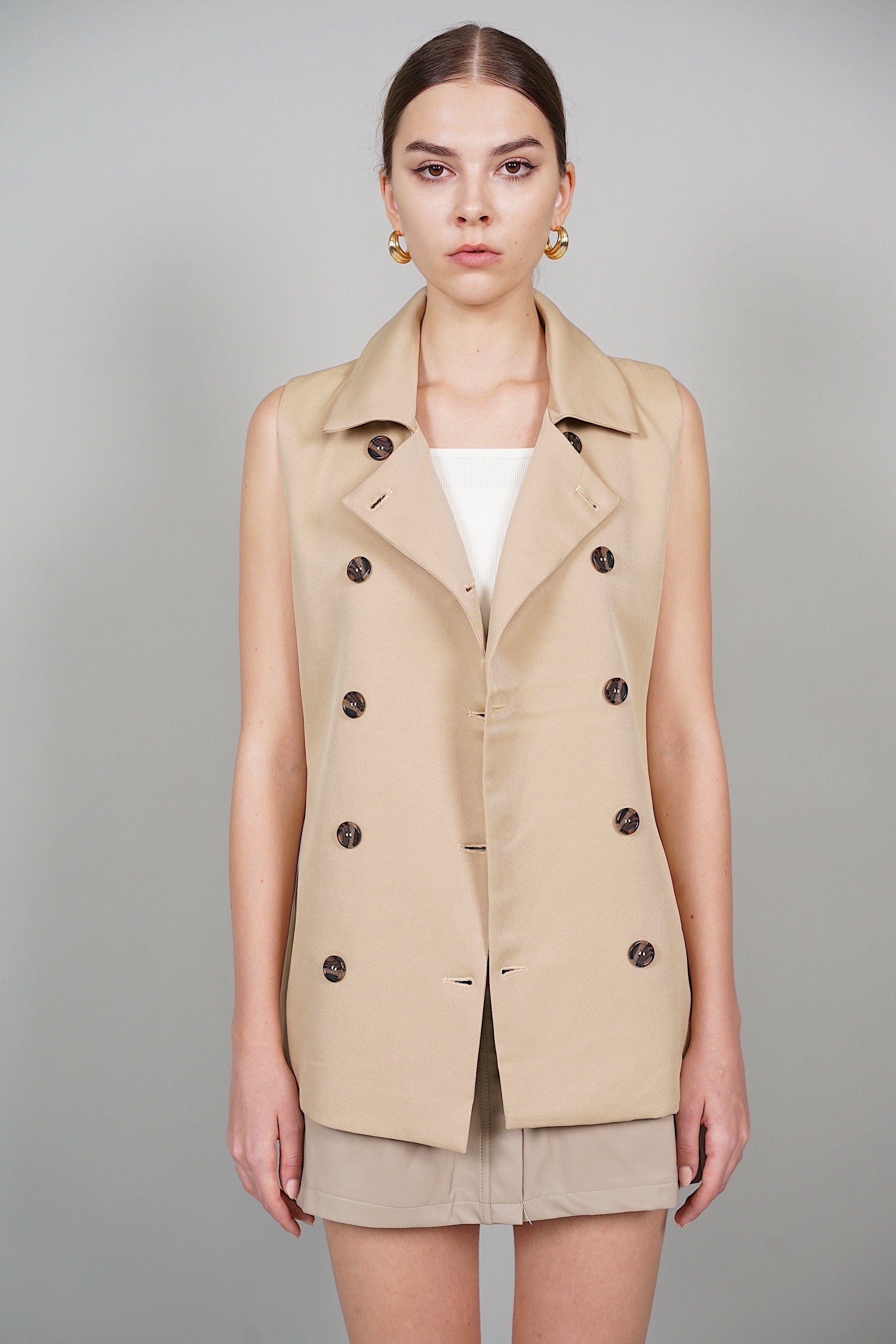 Bridget Two-Way Cape Vest in Khaki