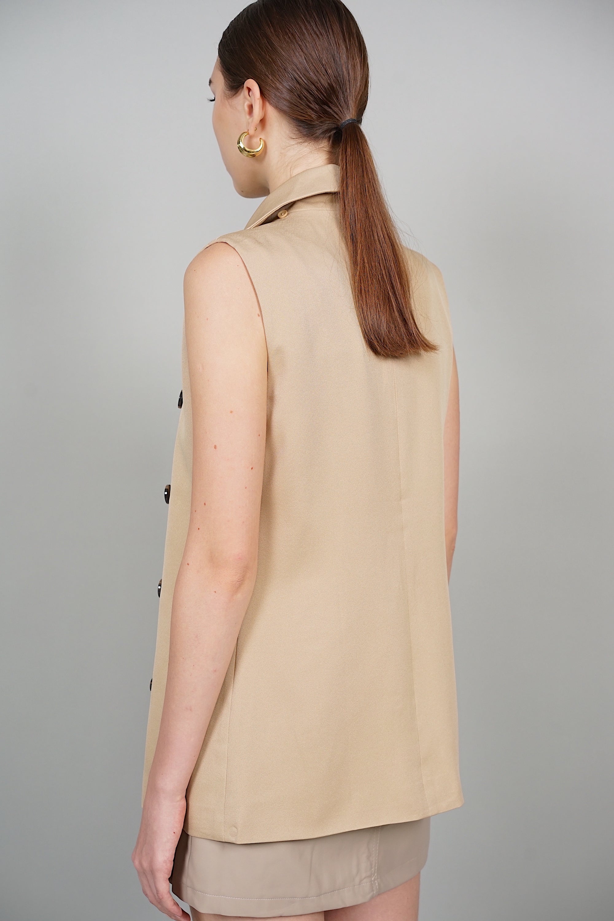 Bridget Two-Way Cape Vest in Khaki