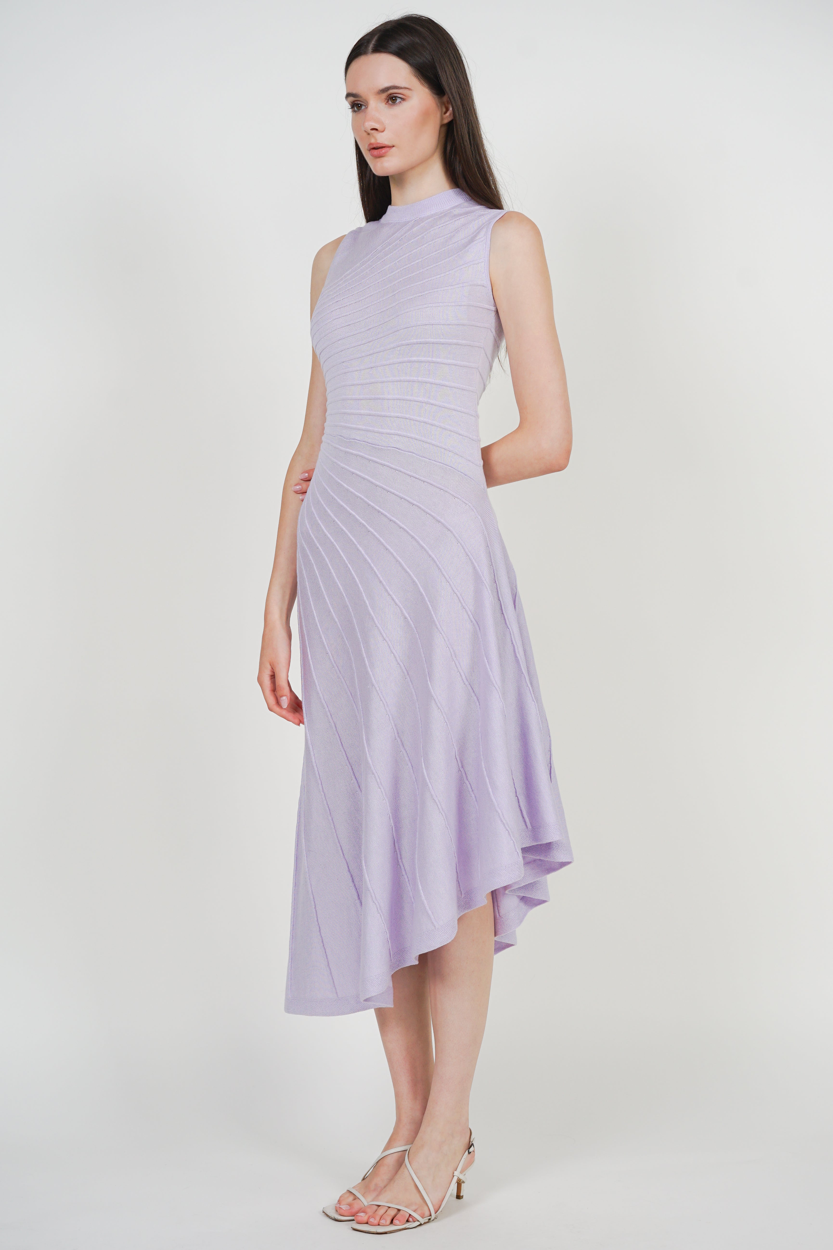 Asymmetrical Knit Dress in Purple