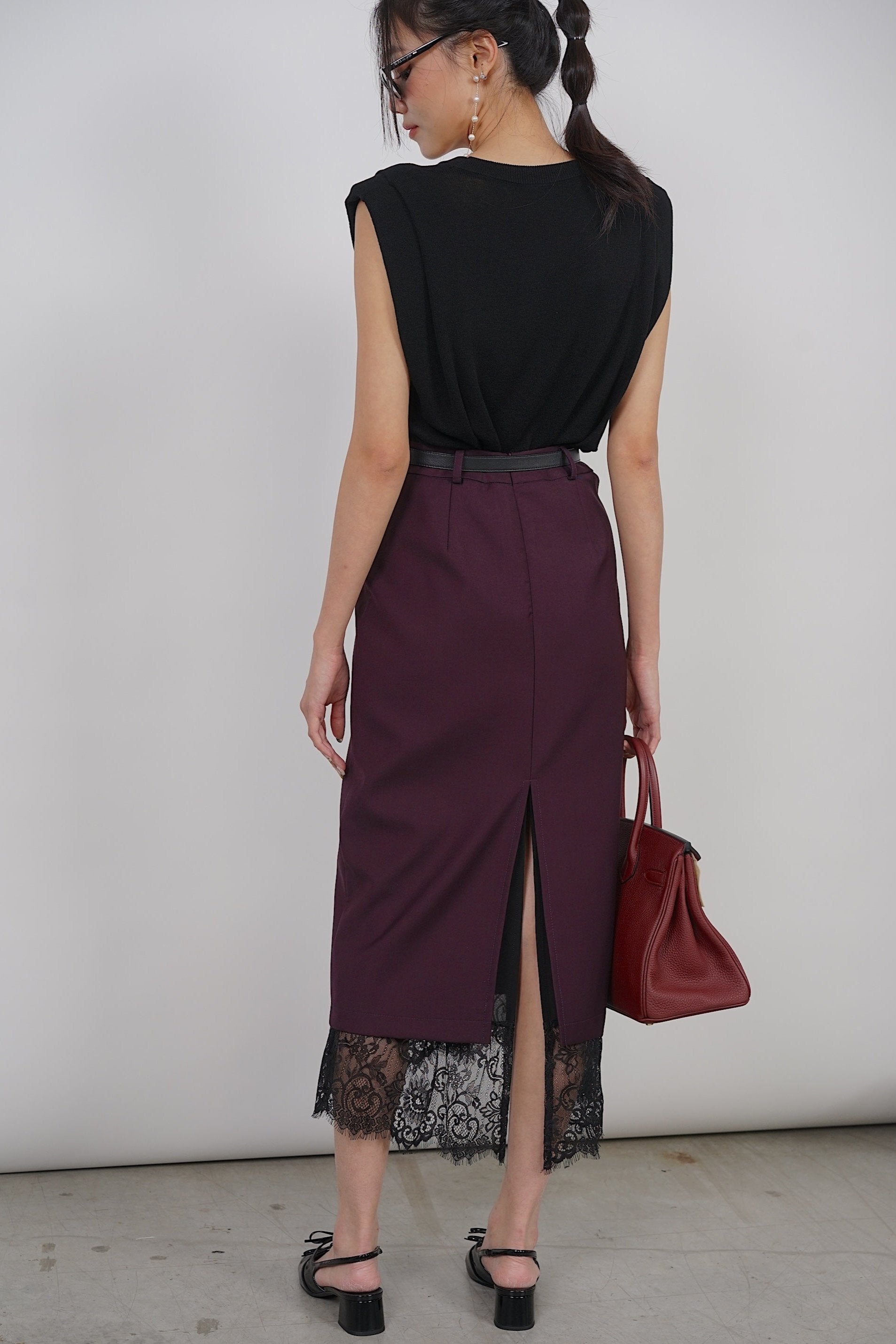 Dreamy Lace Skirt in Burgundy