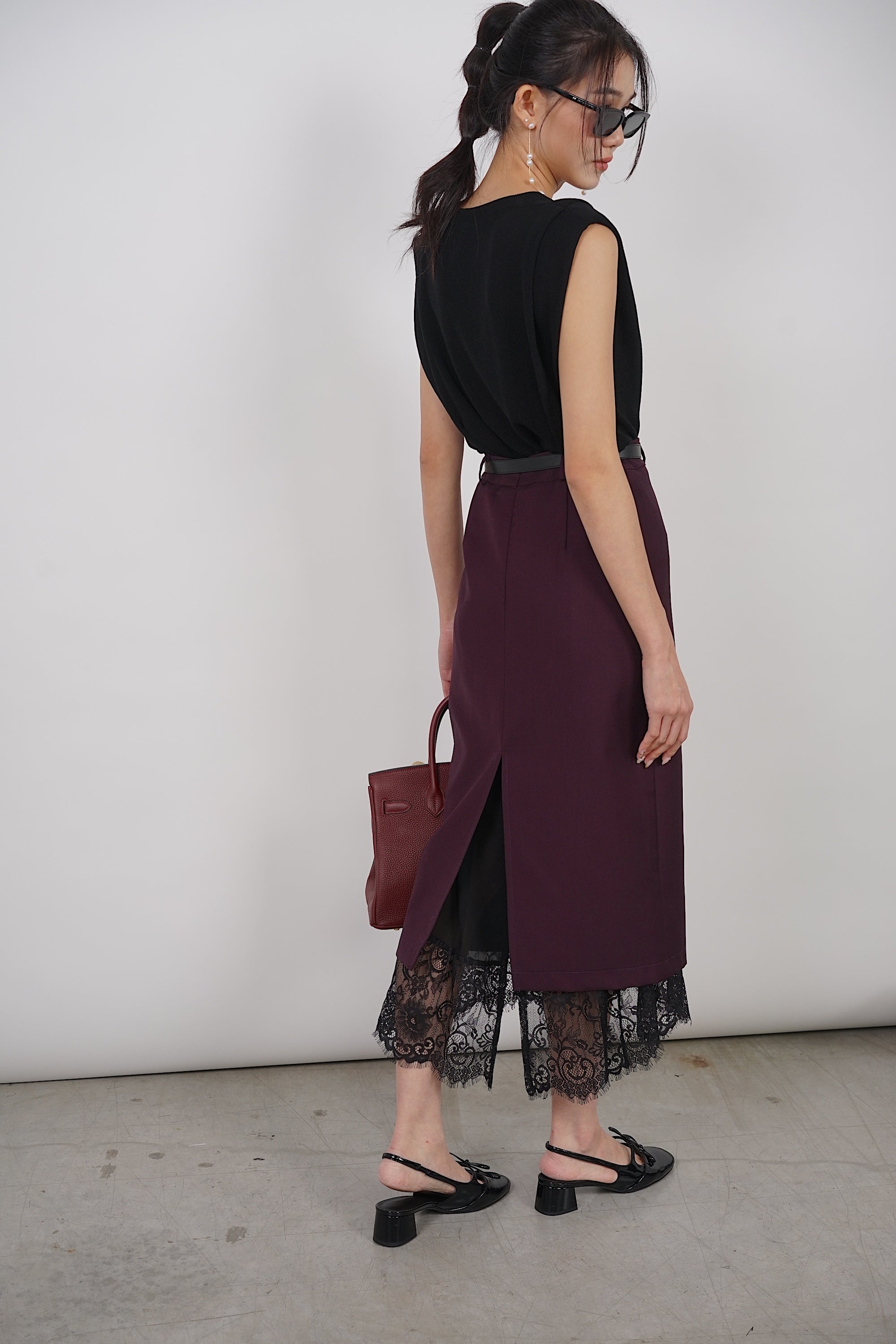 Dreamy Lace Skirt in Burgundy