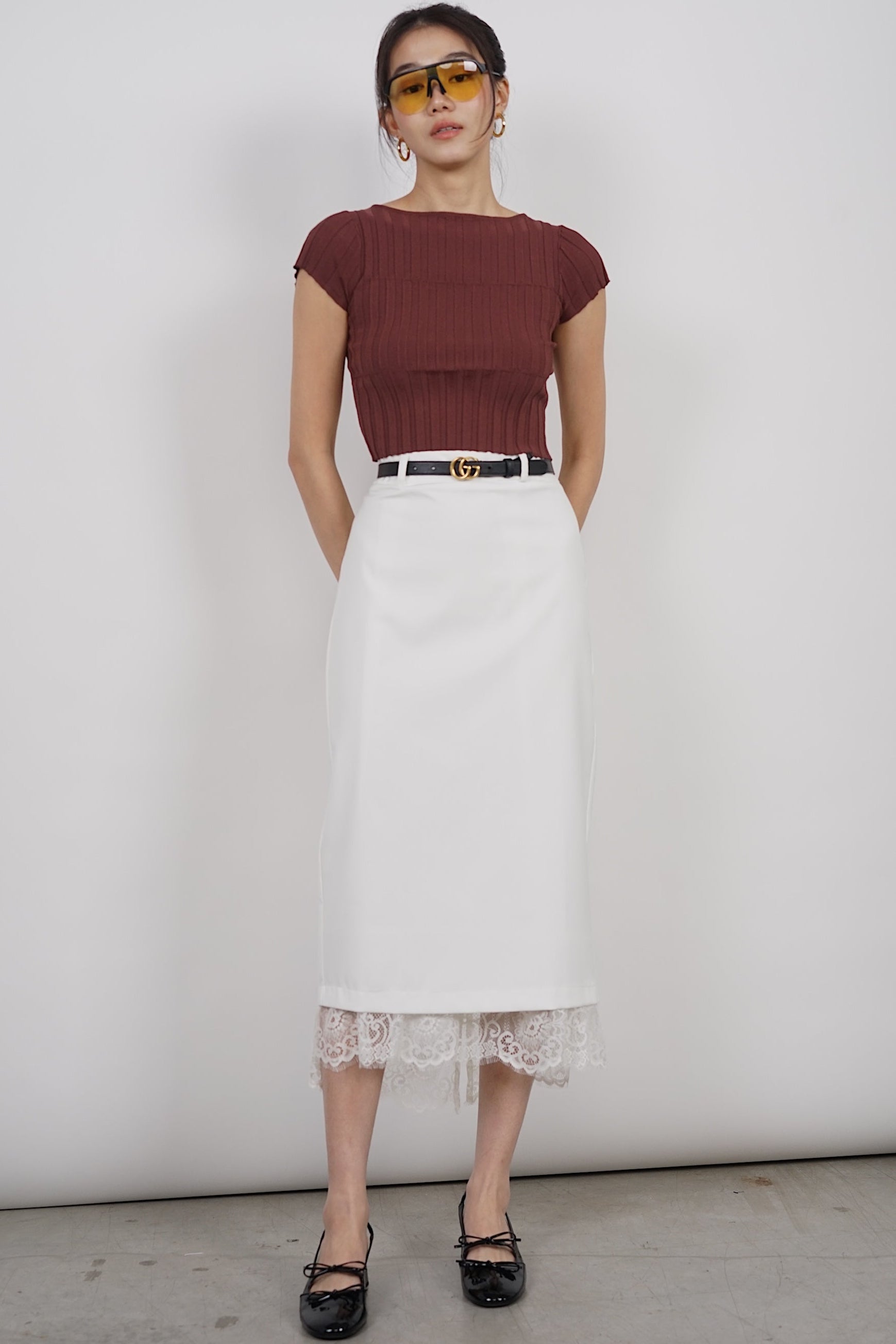 Textured Knitted Top in Brick