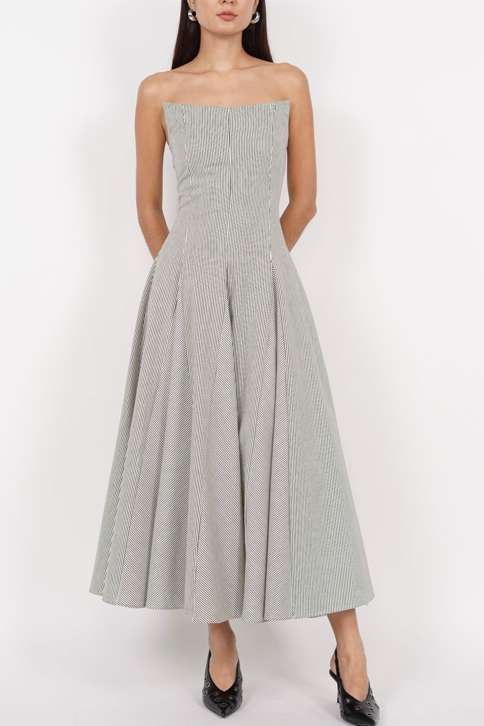 Giana Tube Dress in Cream Stripes