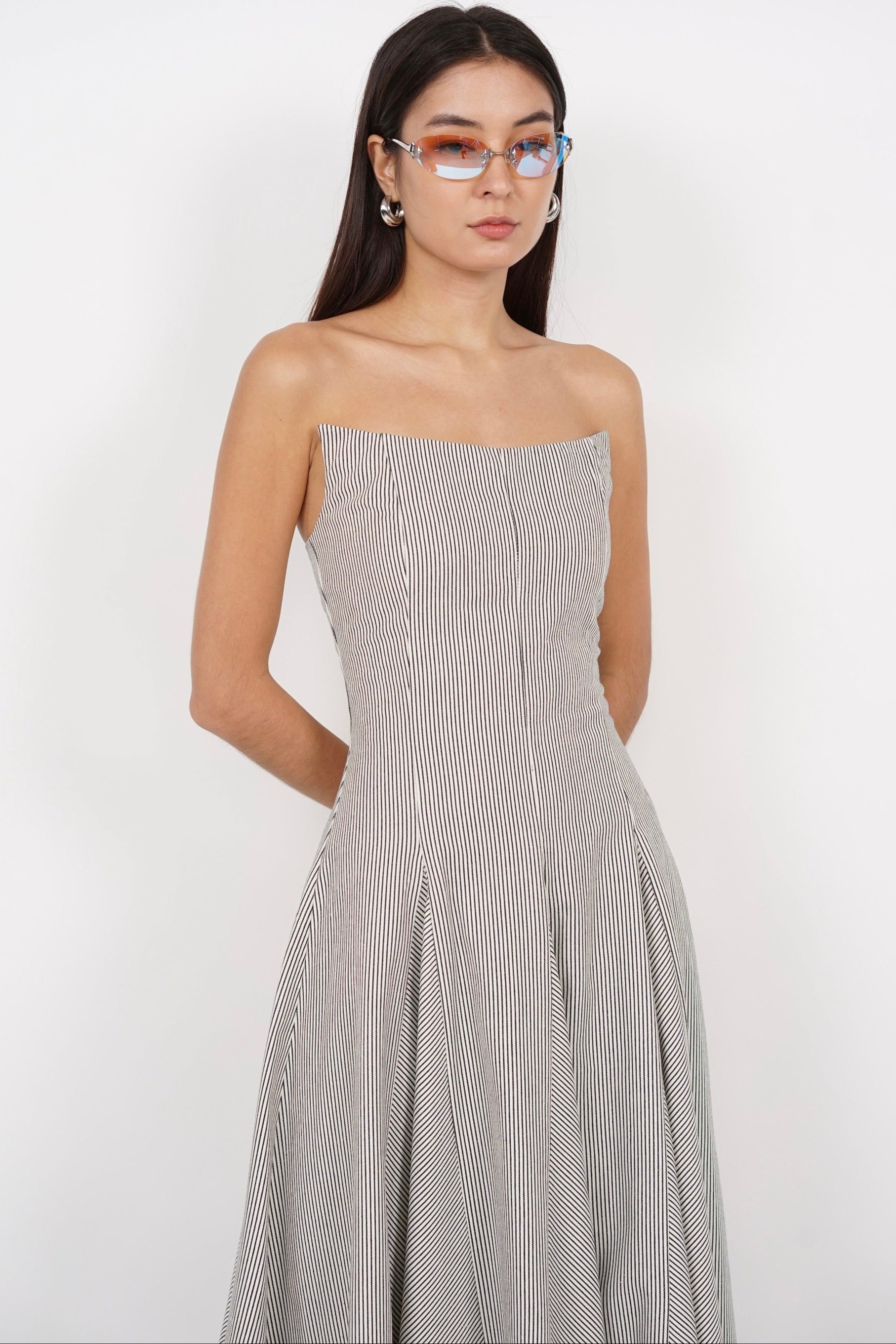 COMING SOON - Giana Tube Dress in Cream Stripes