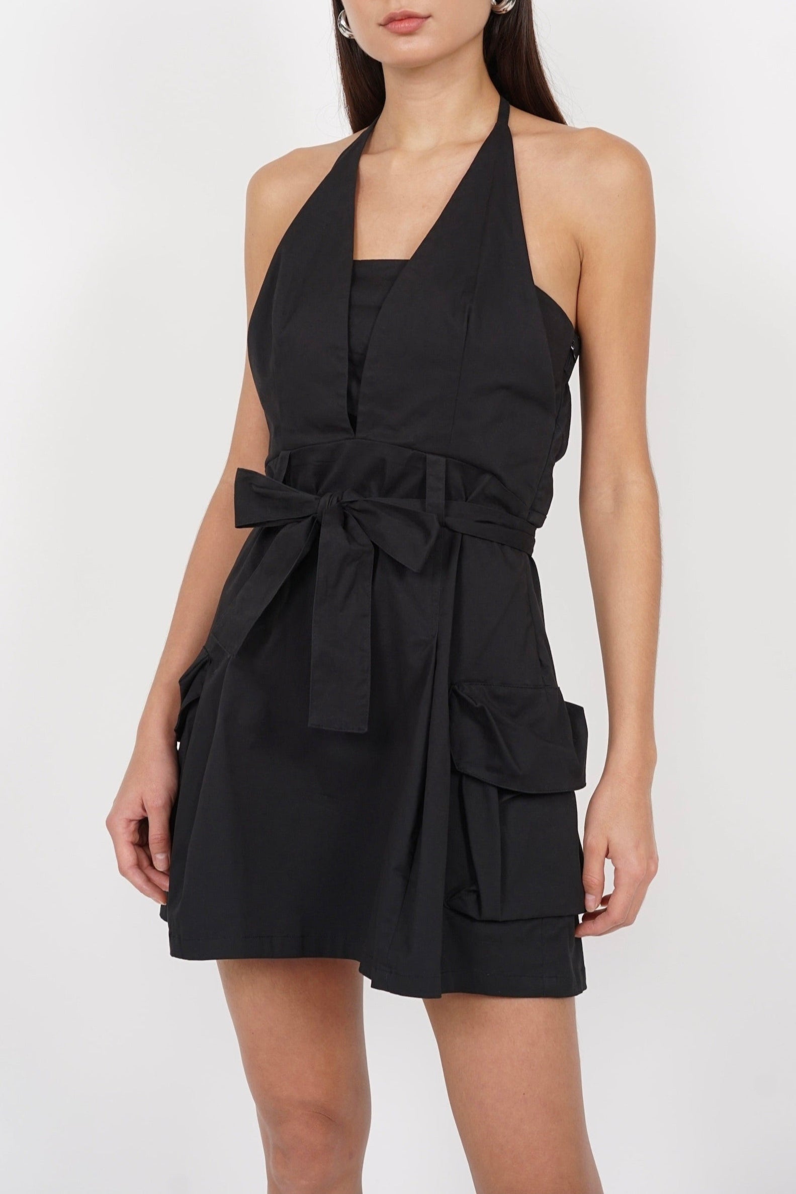 Cargo Halter Dress in Slate