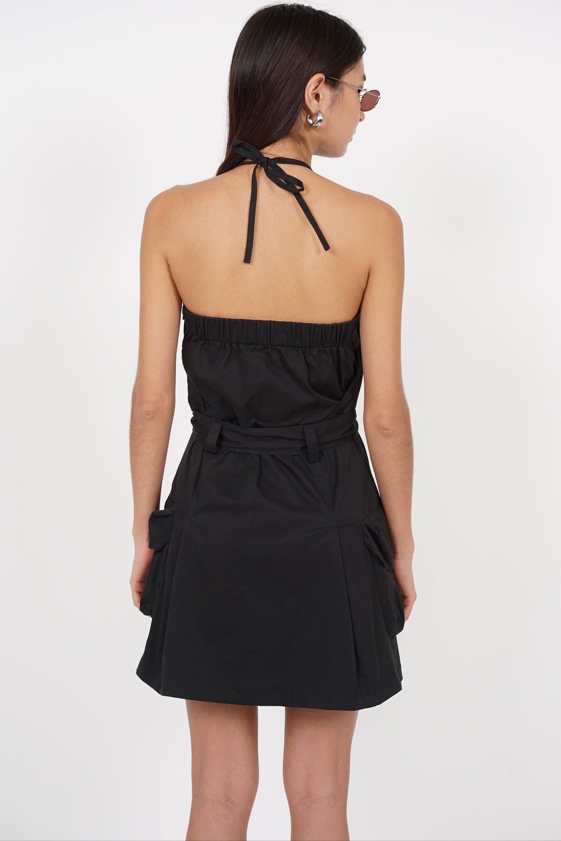 Cargo Halter Dress in Slate