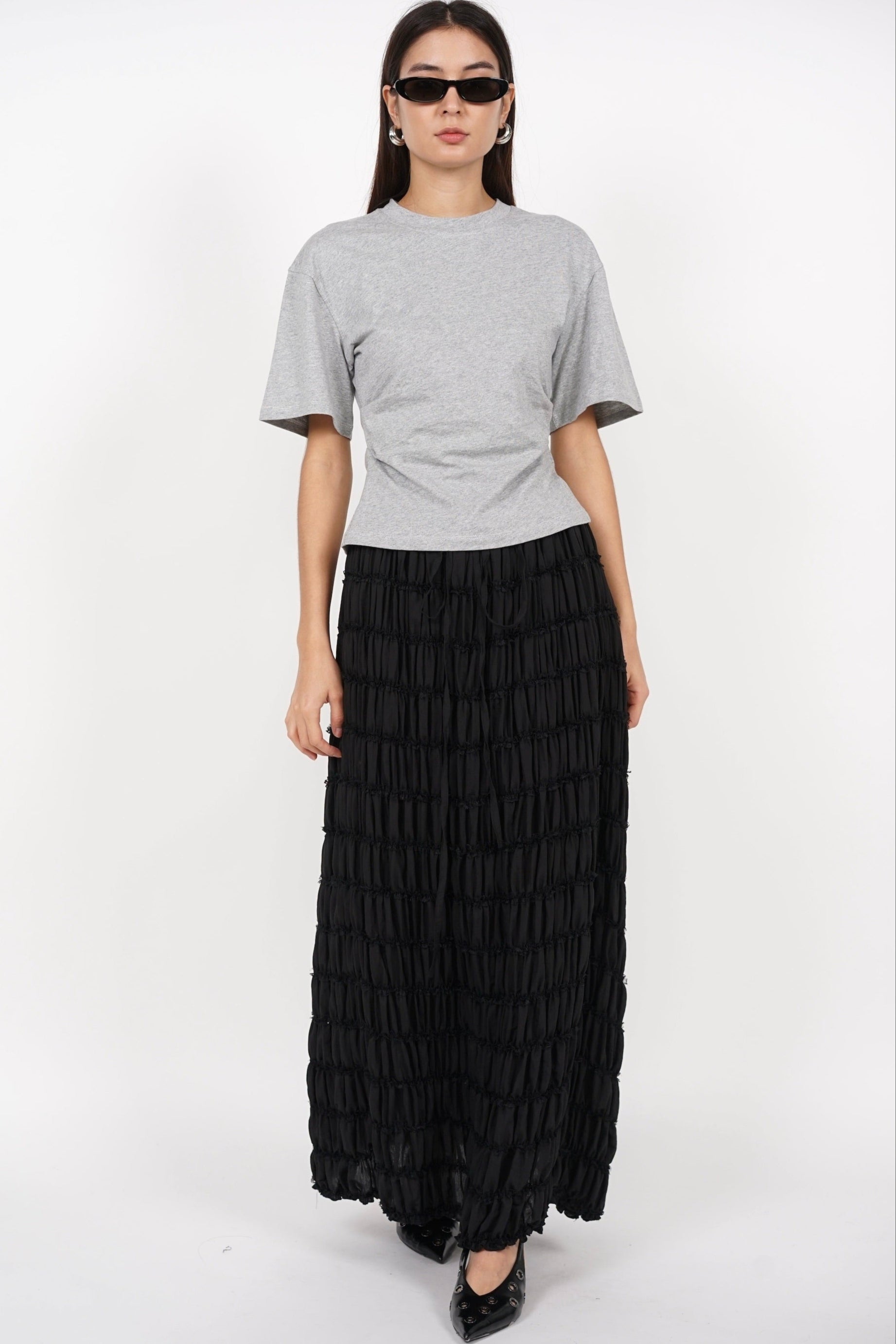 Side Pleated Top in Grey