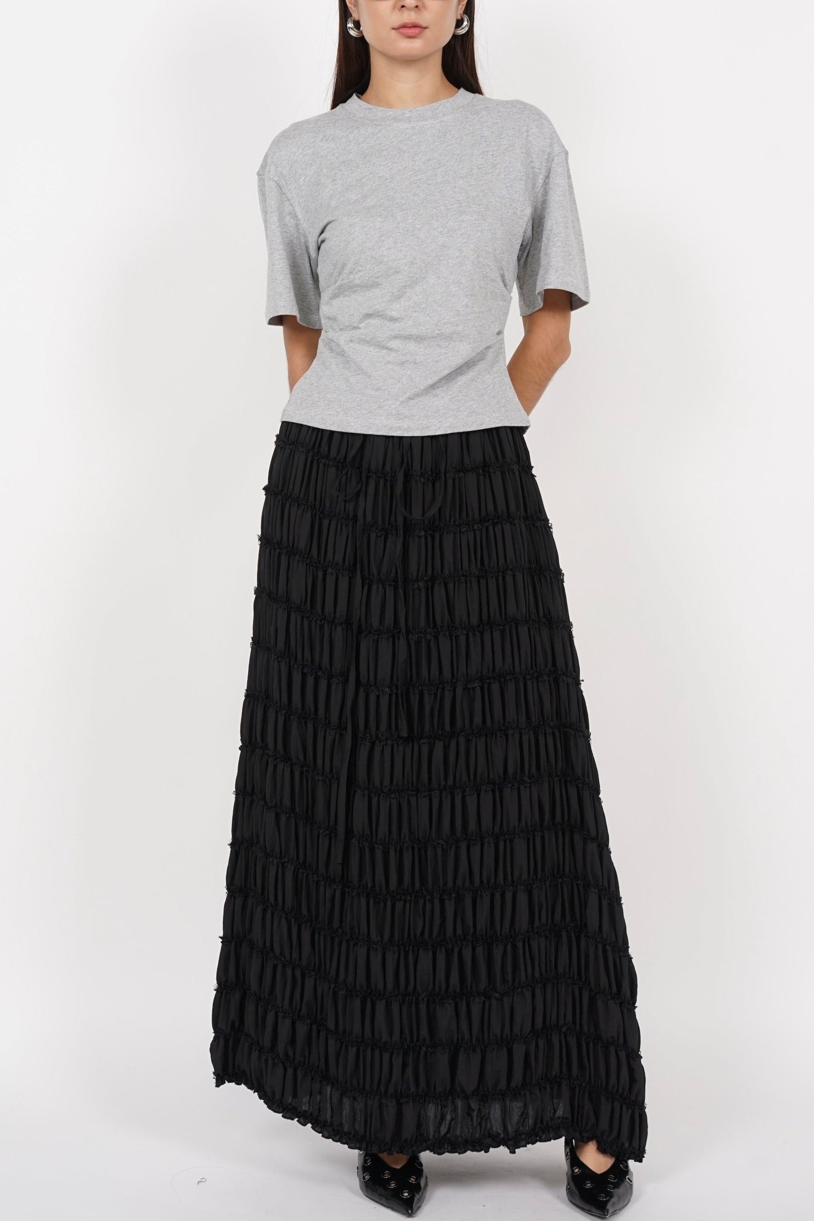 Side Pleated Top in Grey