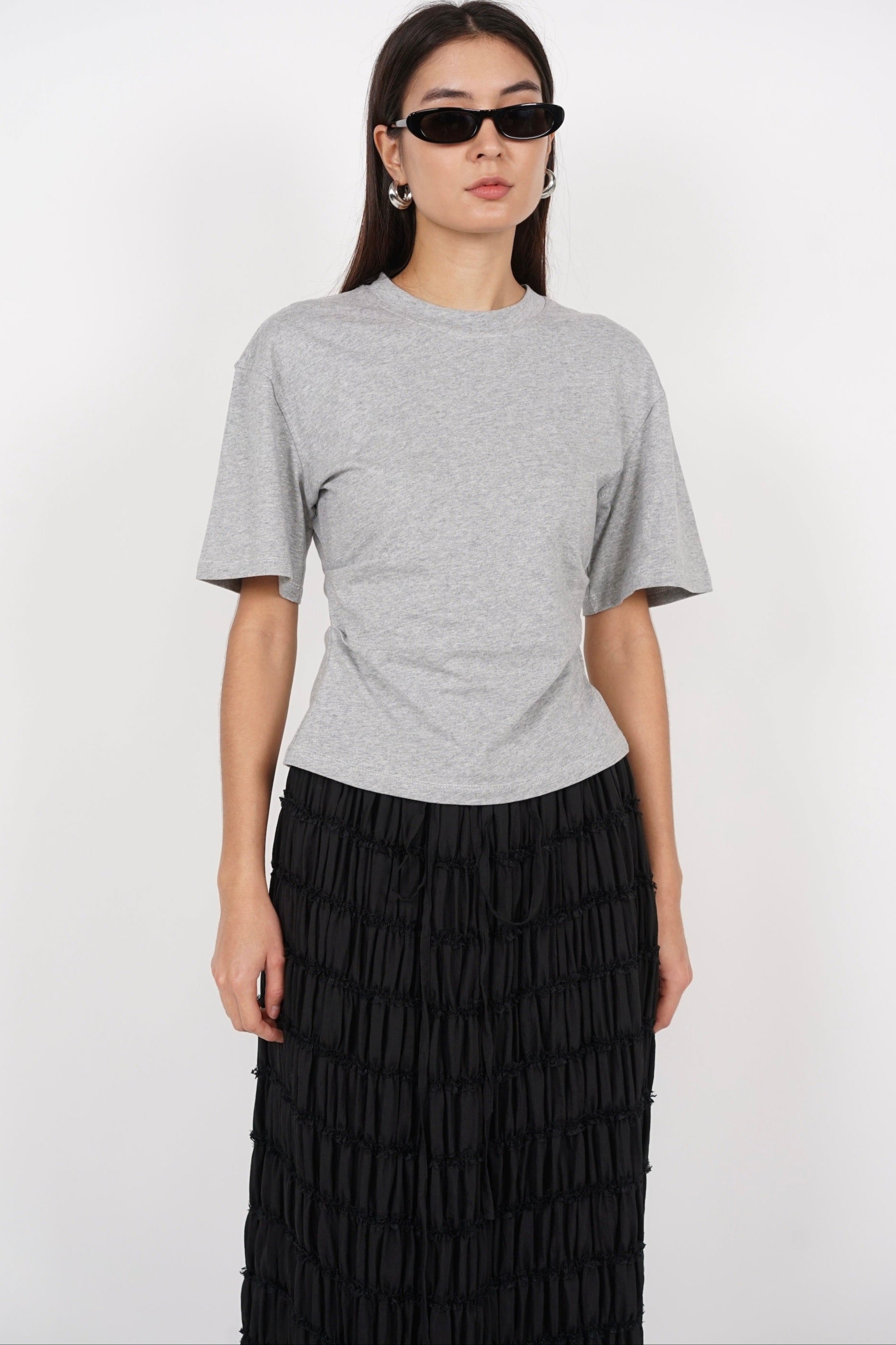 Side Pleated Top in Grey