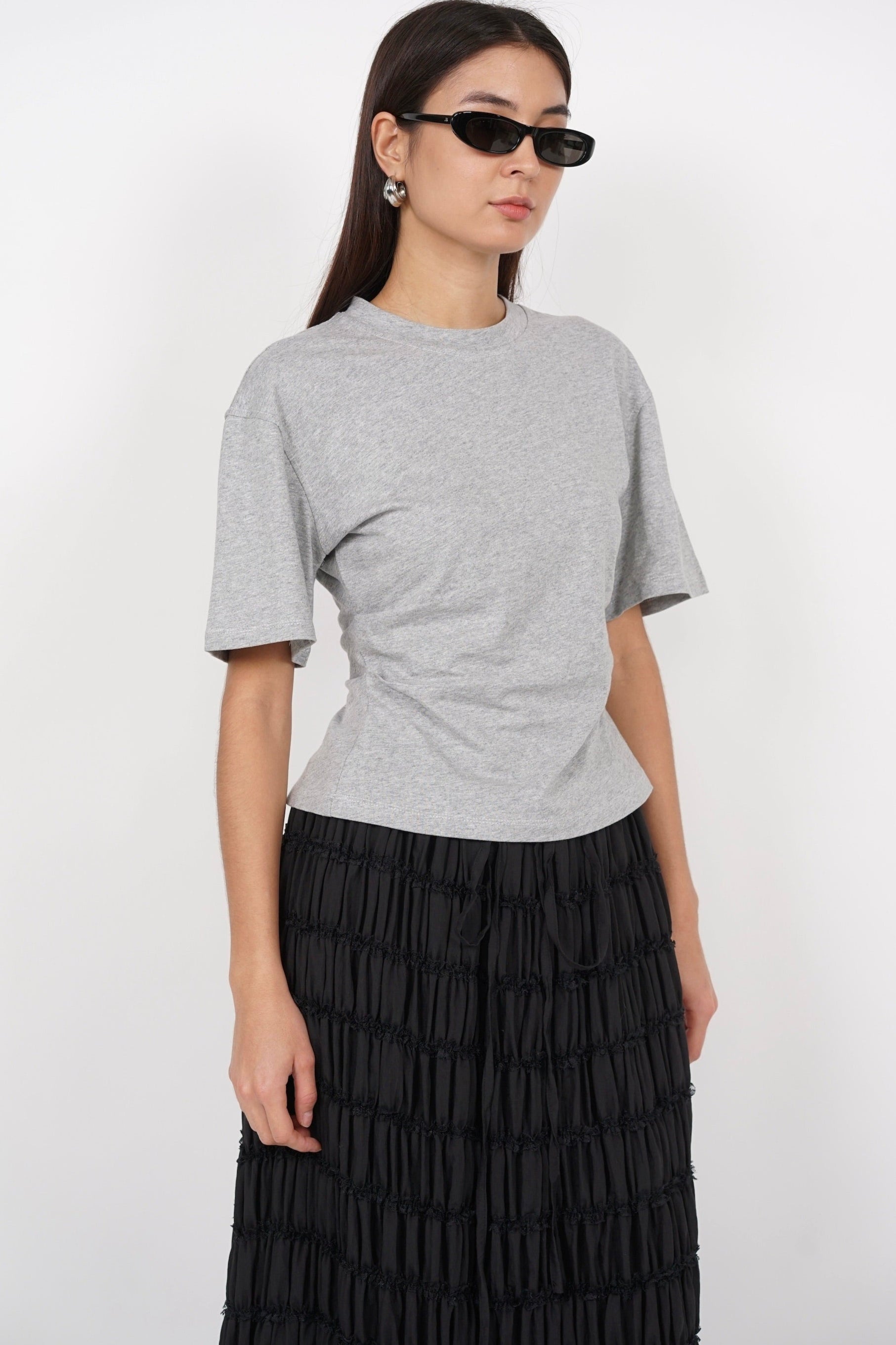 Side Pleated Top in Grey