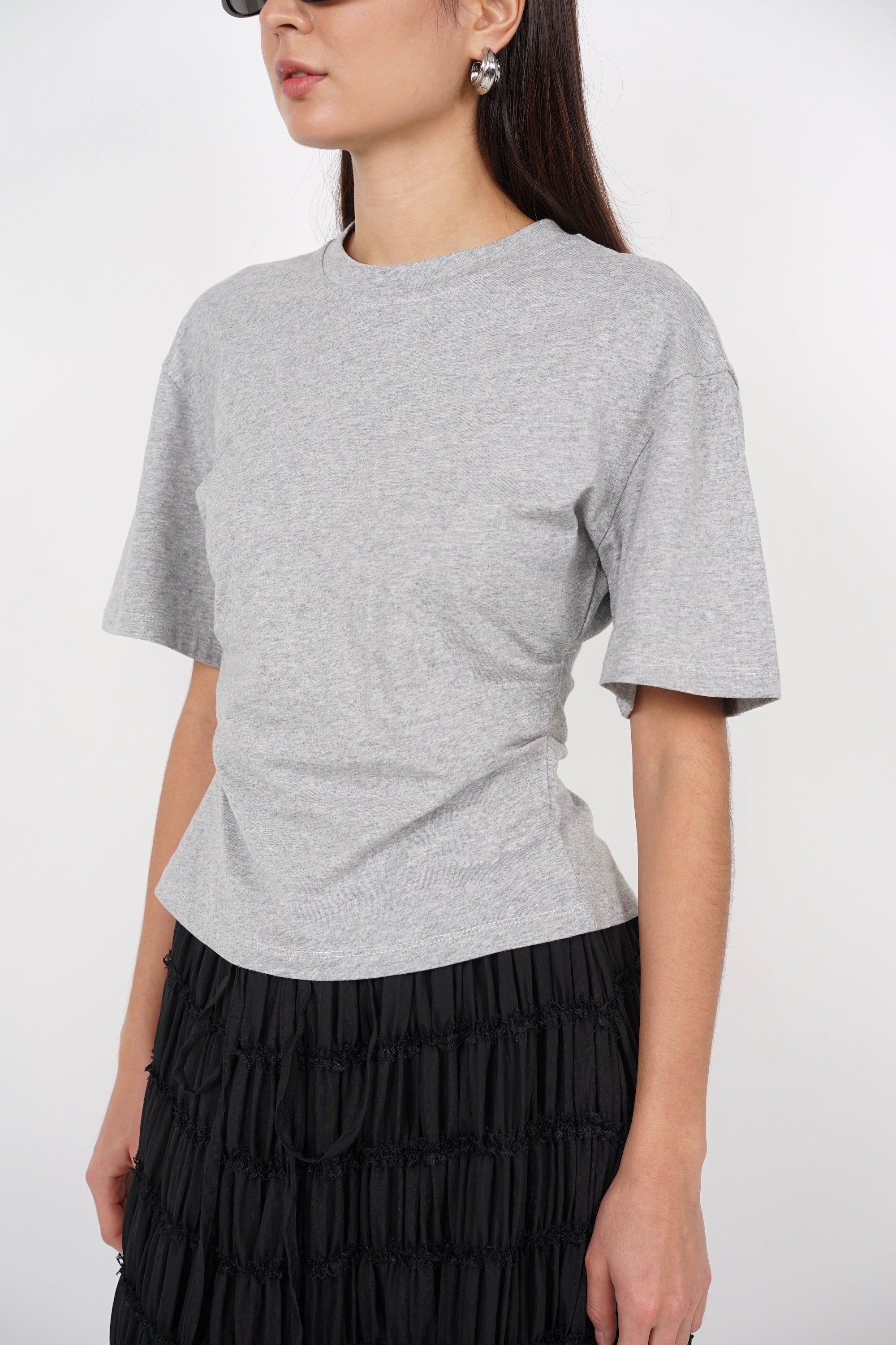 Side Pleated Top in Grey