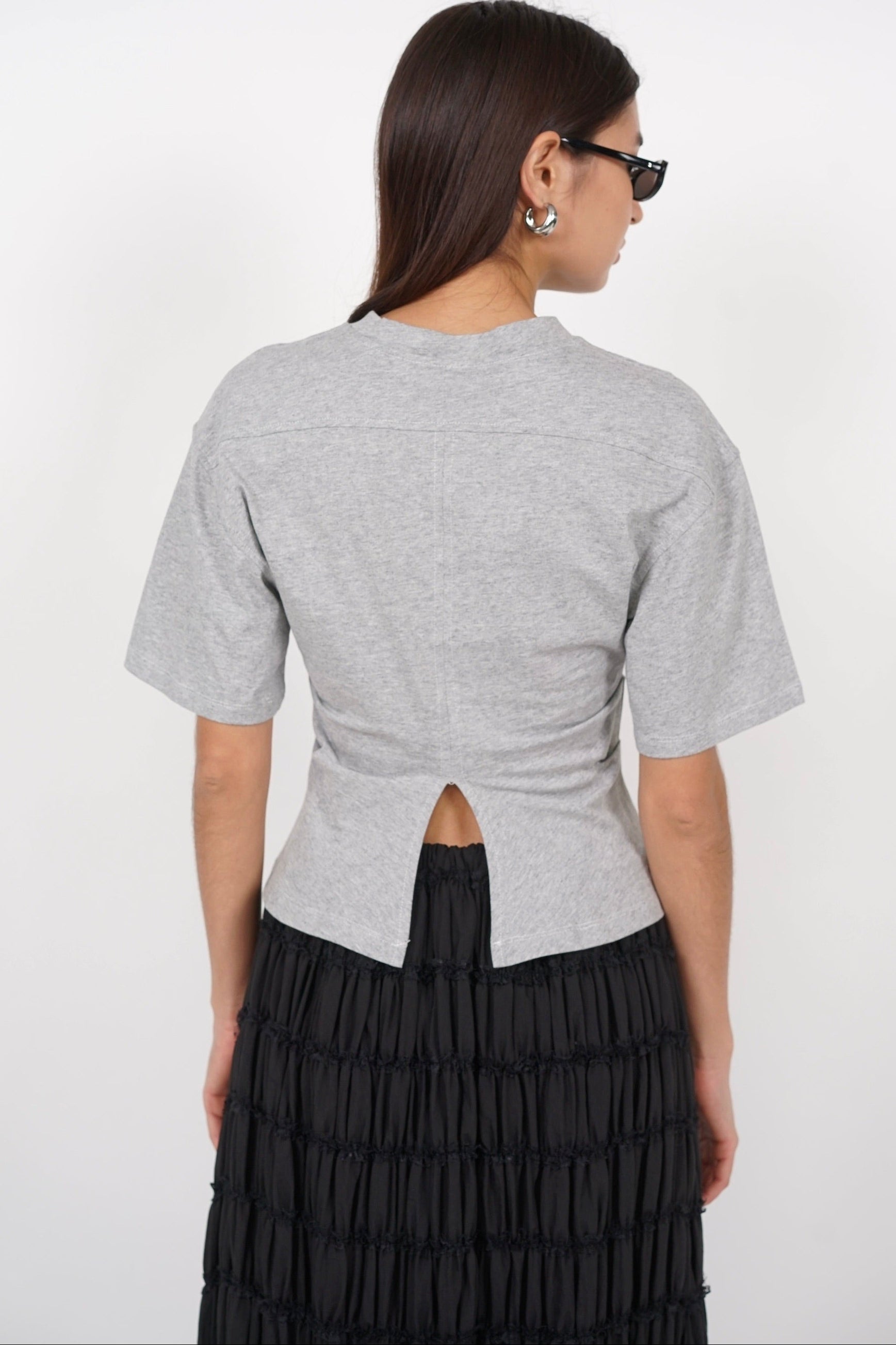 Side Pleated Top in Grey