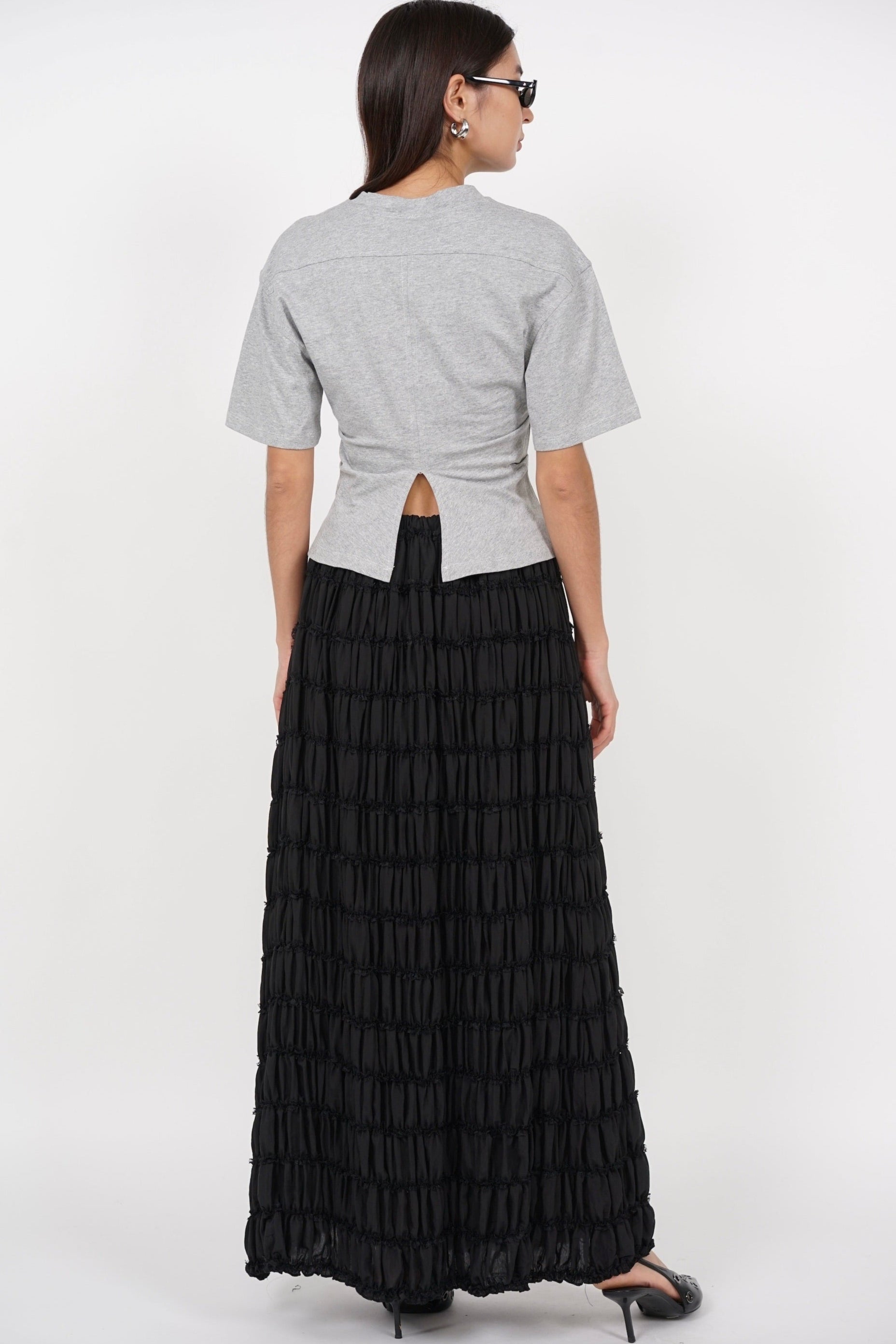 Side Pleated Top in Grey