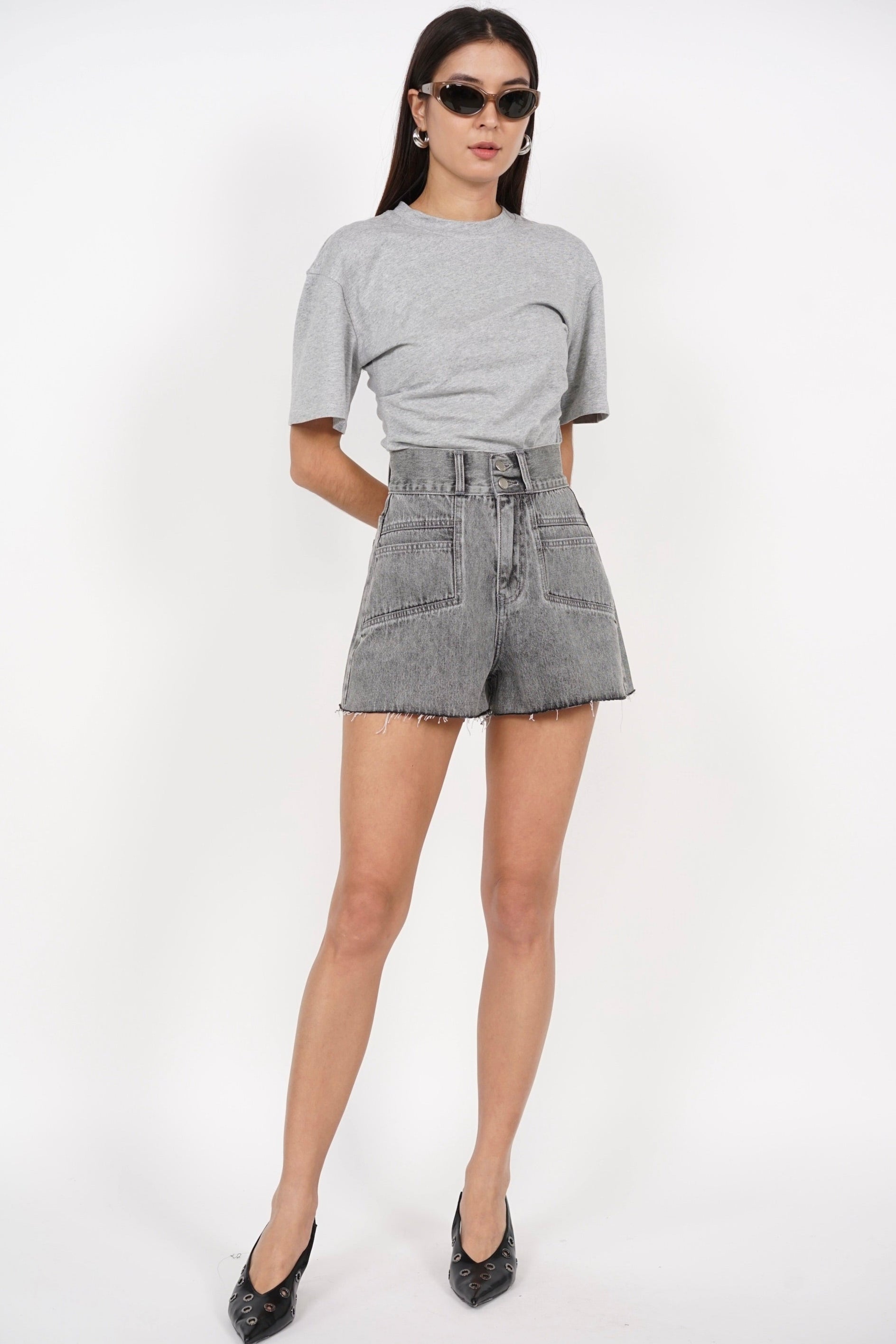 Side Pleated Top in Grey