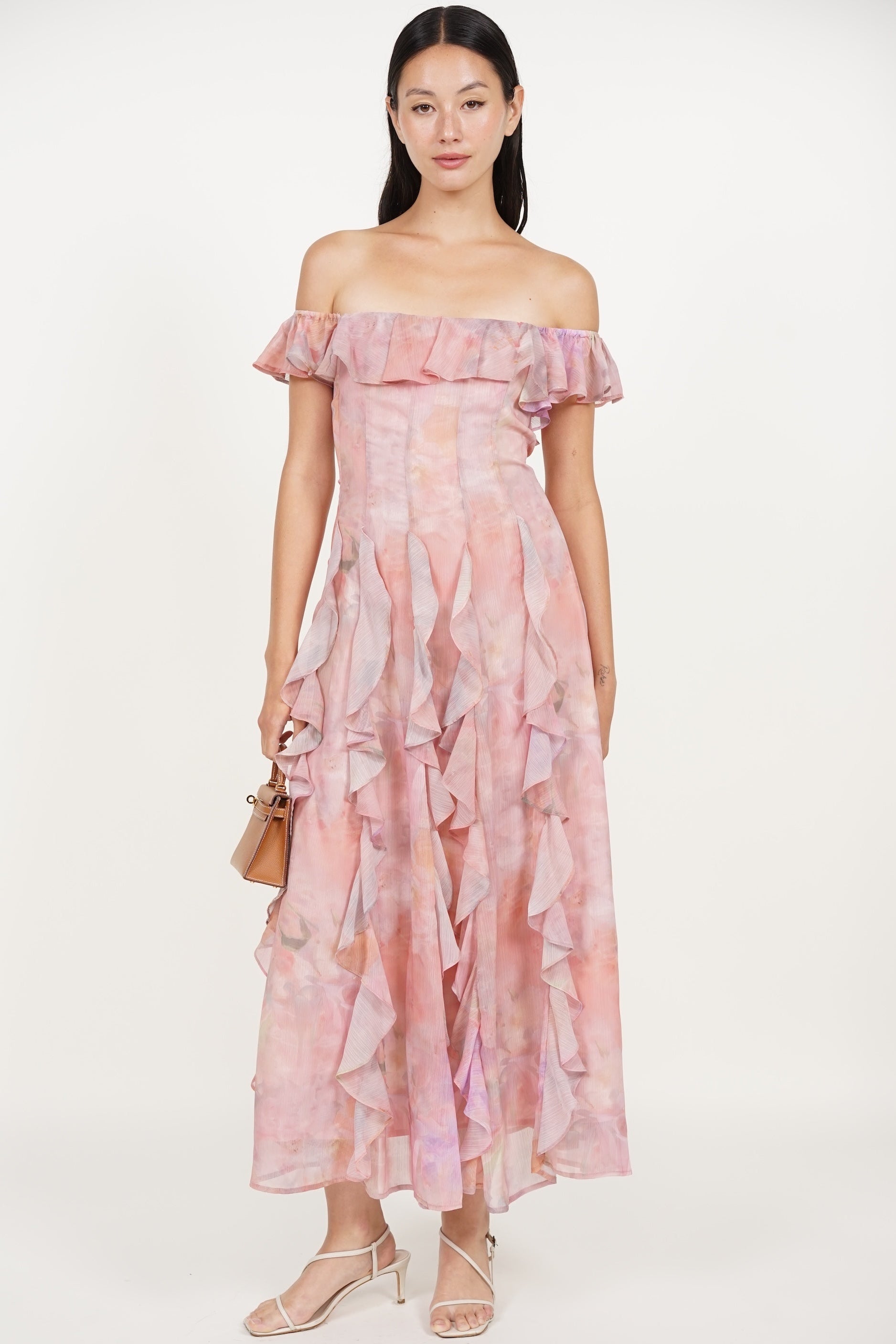 COMING SOON - Off-Shoulder Ruffle Dress in Multi