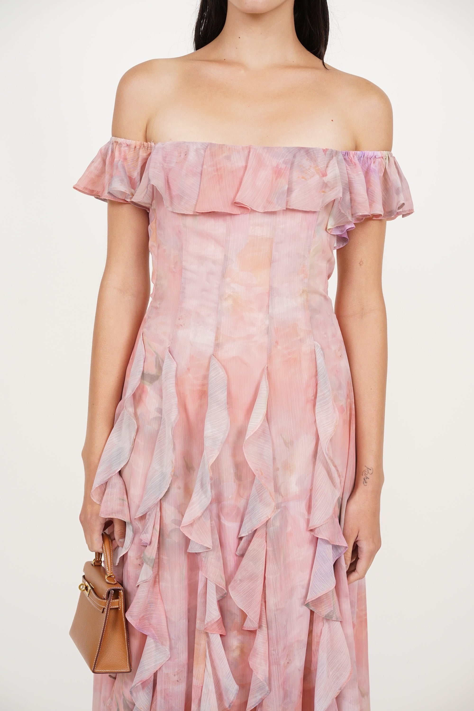 COMING SOON - Off-Shoulder Ruffle Dress in Multi