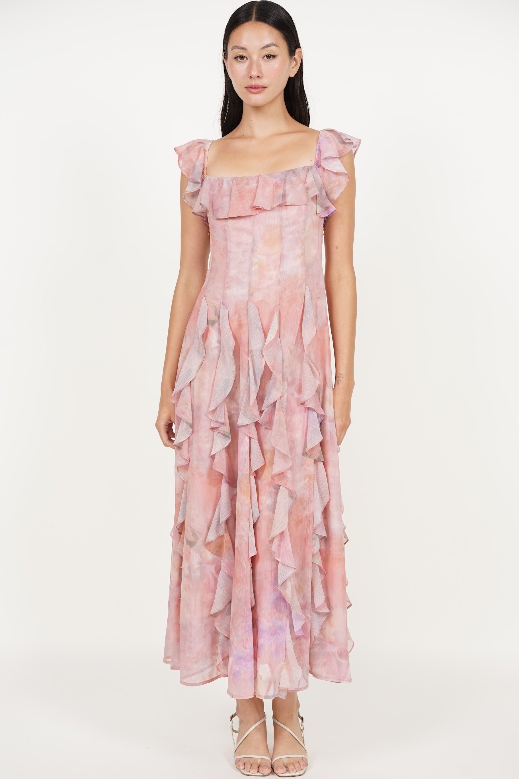 COMING SOON - Off-Shoulder Ruffle Dress in Multi