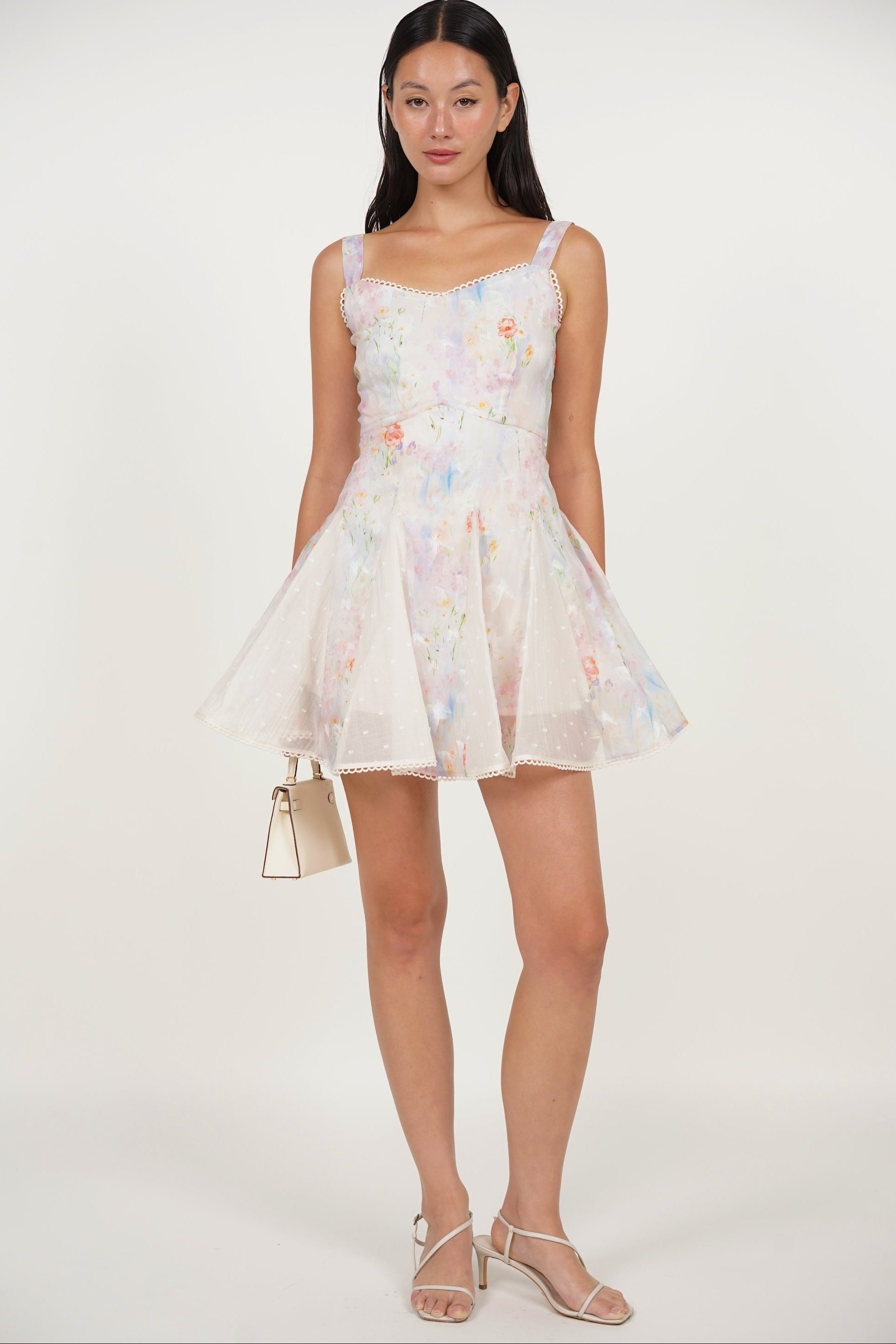 Godet Flare Mini Dress in Multi